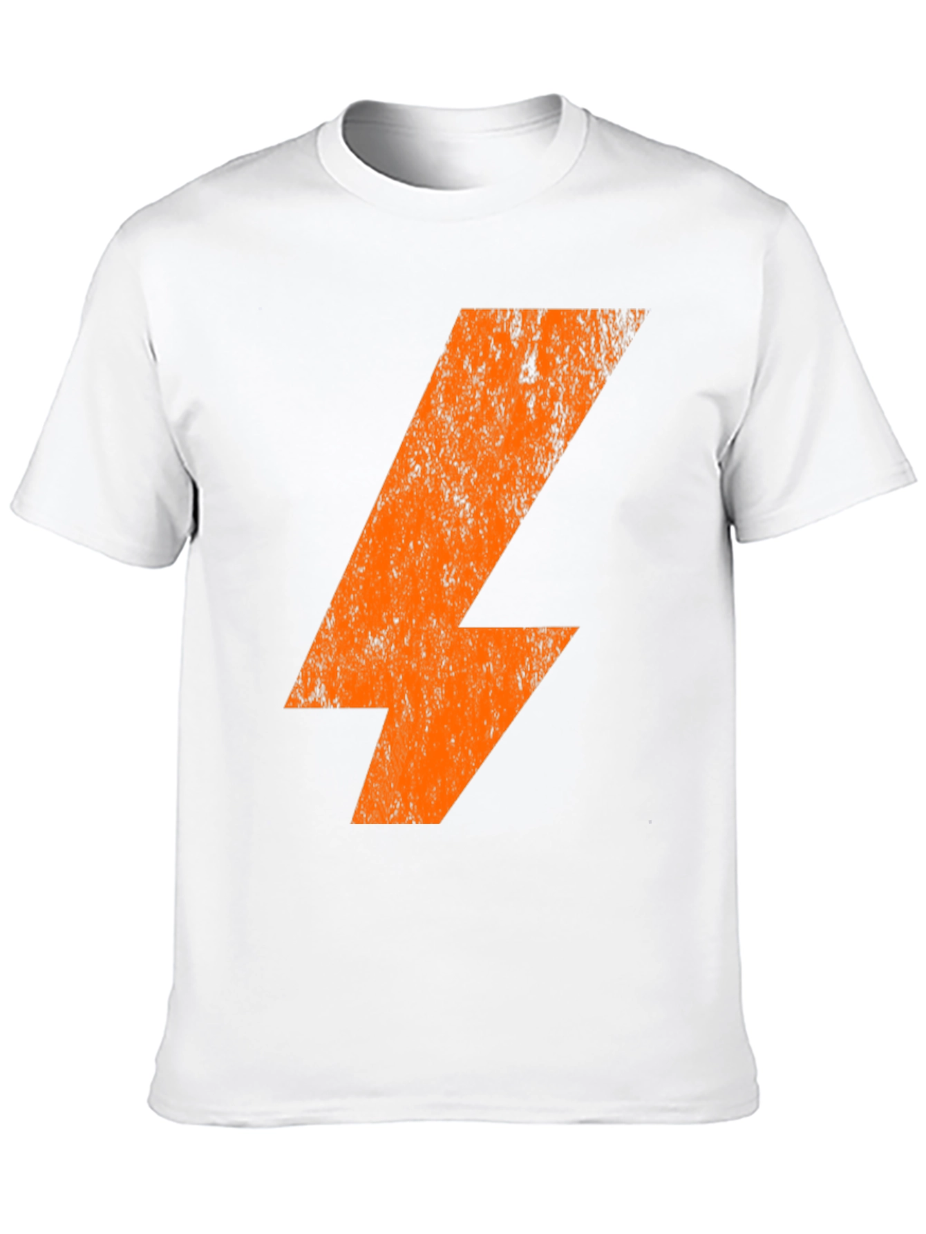 Orange Lightning Bolt Graphic Print Black T-Shirt