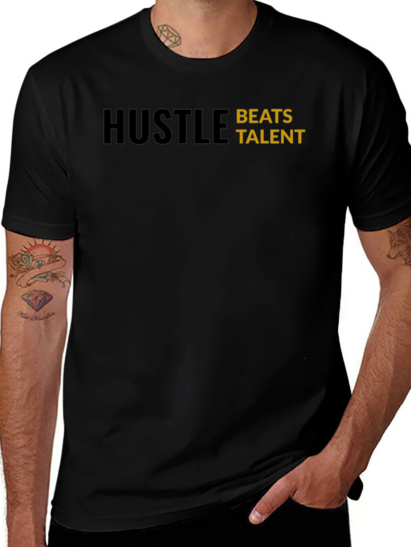 Hustle Beats Talent T-Shirt - Motivational Black Tee