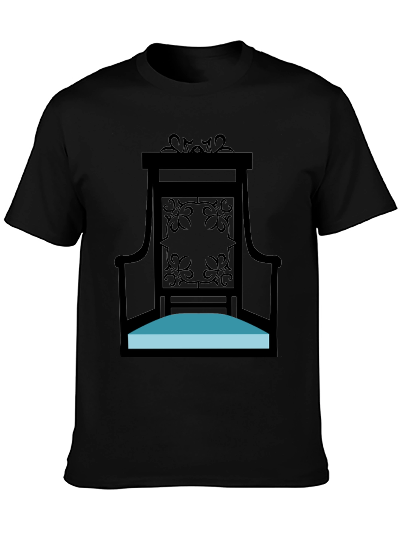 Elegant Throne Graphic Tee - Black Cotton Shirt