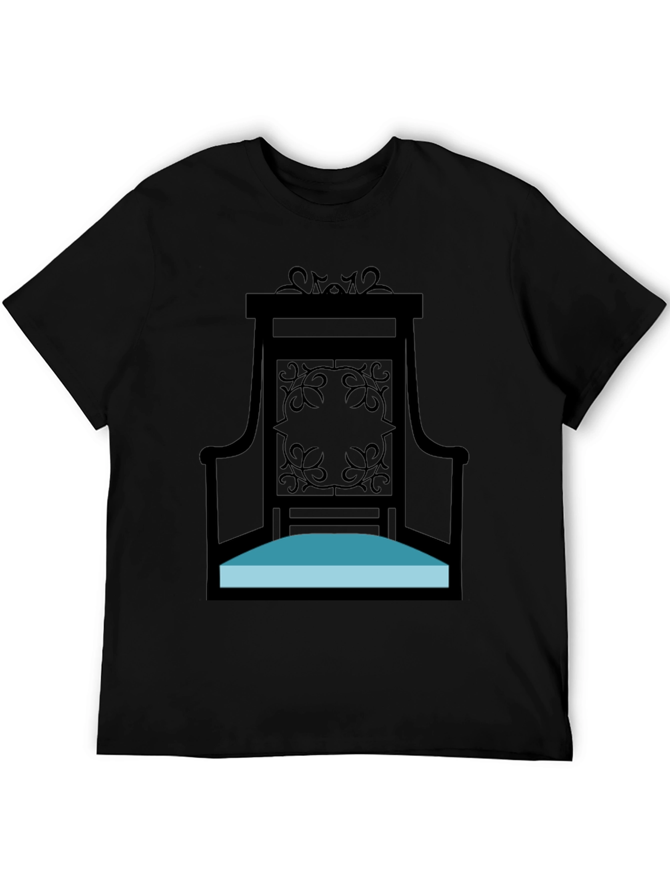 Elegant Throne Graphic Tee - Black Cotton Shirt