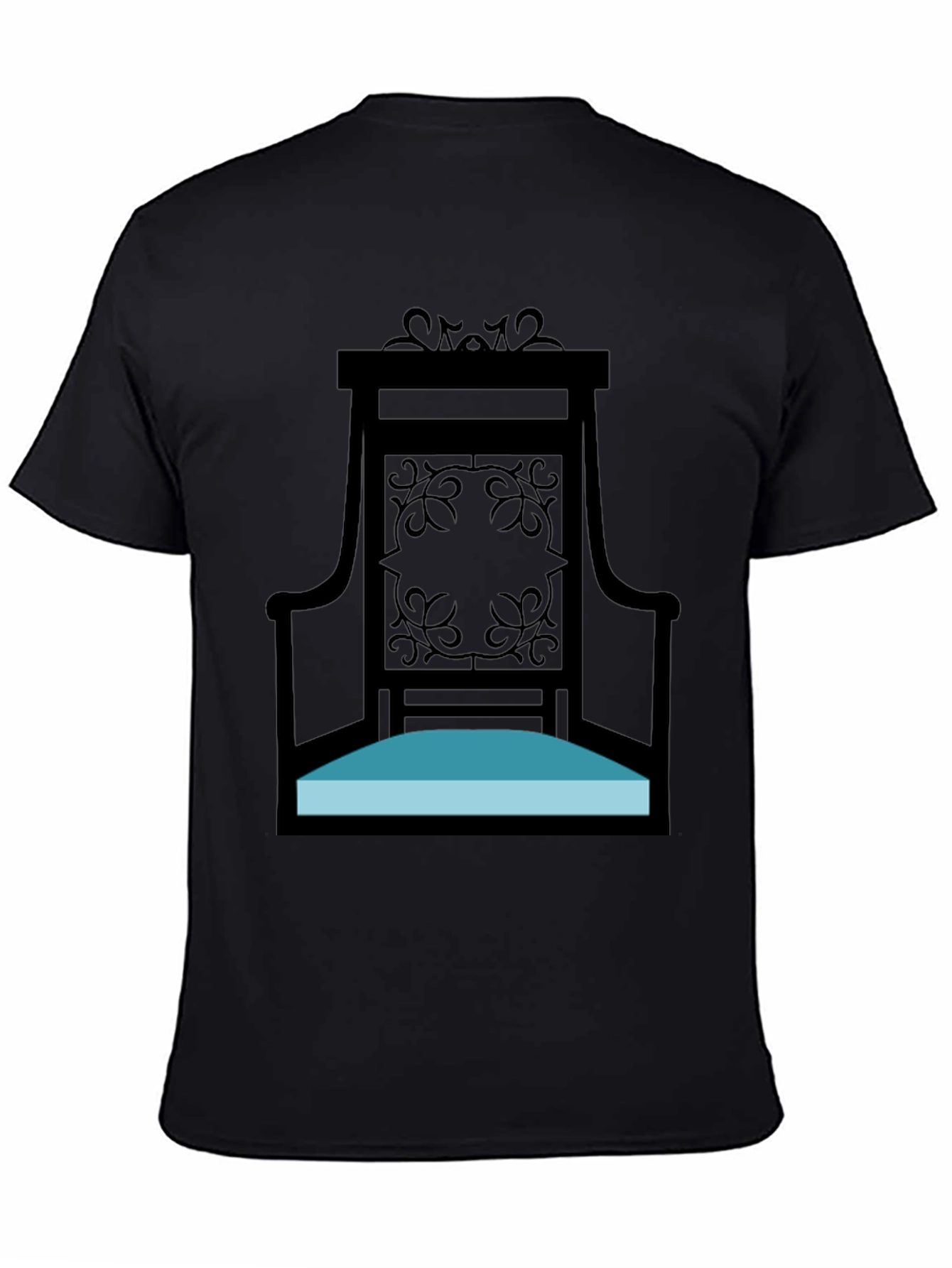 Elegant Throne Graphic Tee - Black Cotton Shirt