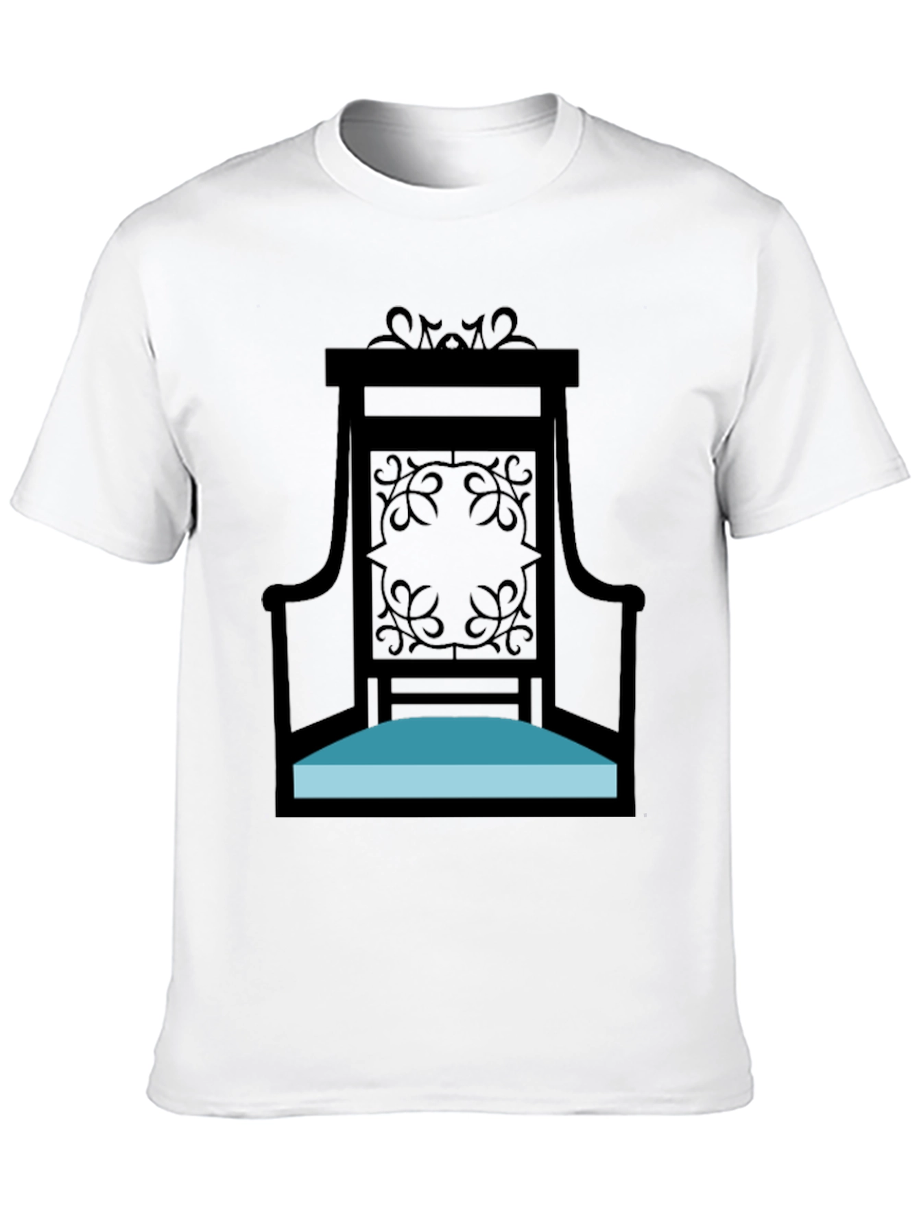 Elegant Throne Graphic Tee - Black Cotton Shirt
