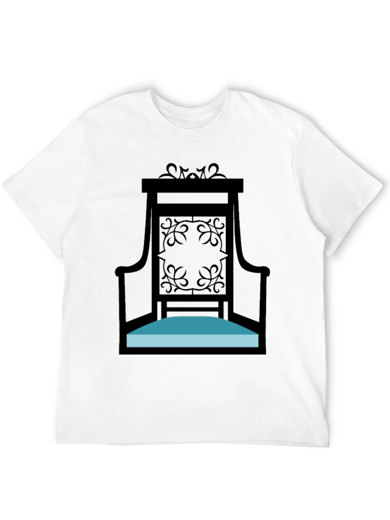 Elegant Throne Graphic Tee - Black Cotton Shirt