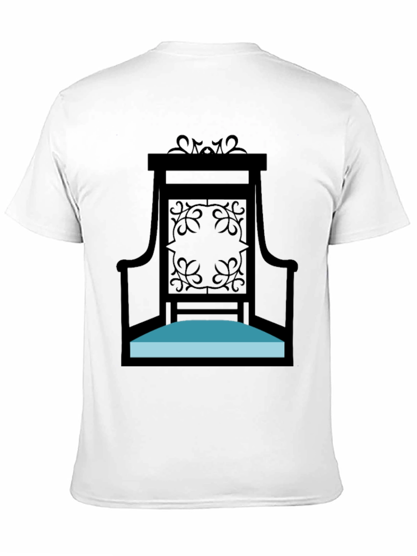 Elegant Throne Graphic Tee - Black Cotton Shirt