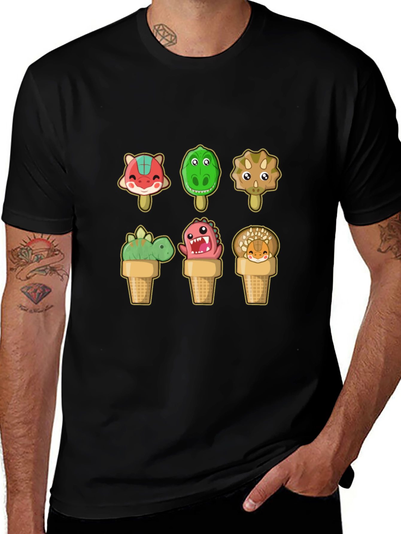 Dinosaur Ice Cream T-Shirt - Fun Cartoon Design