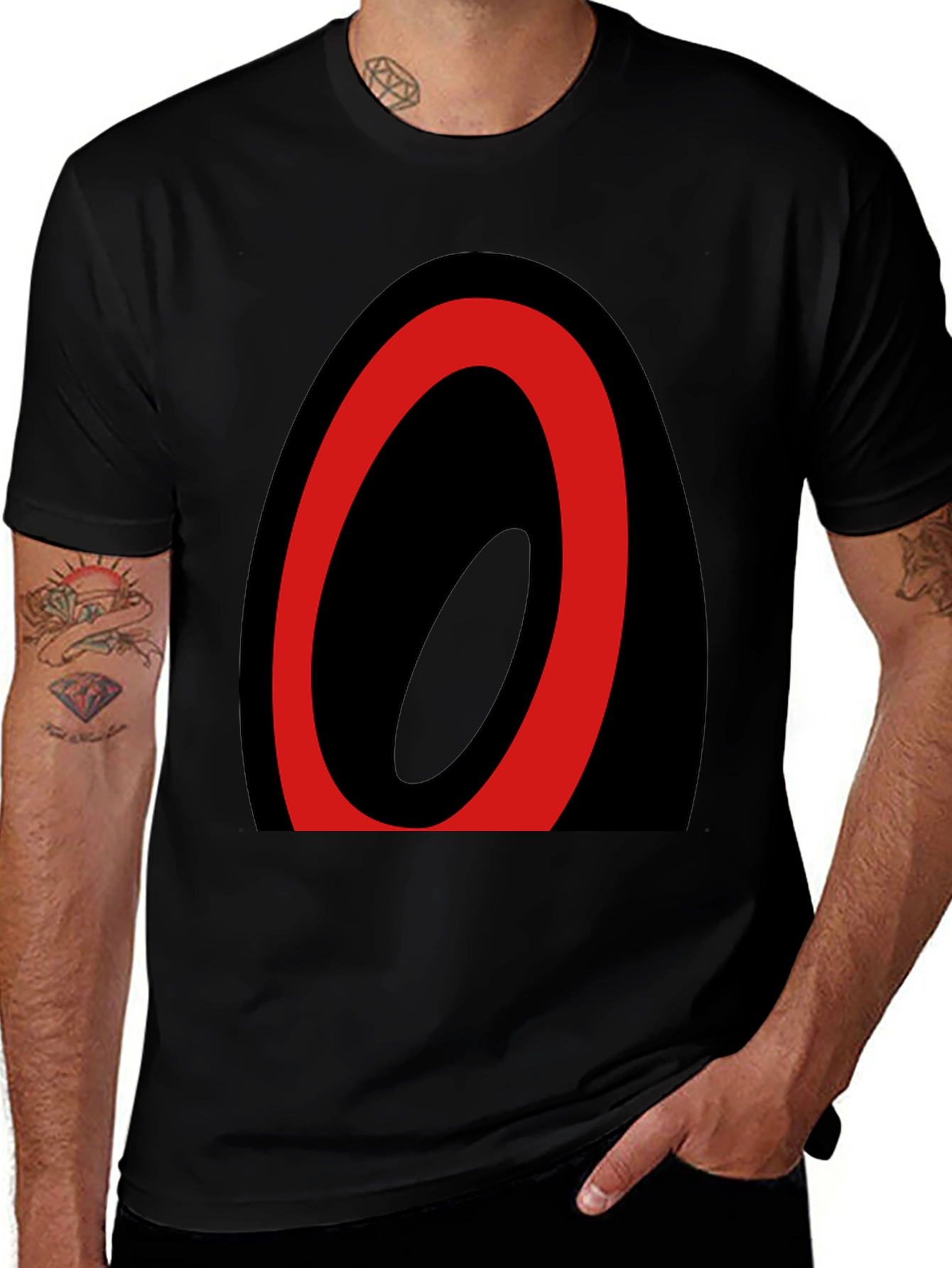 Abstract Oval Graphic Tee - Black