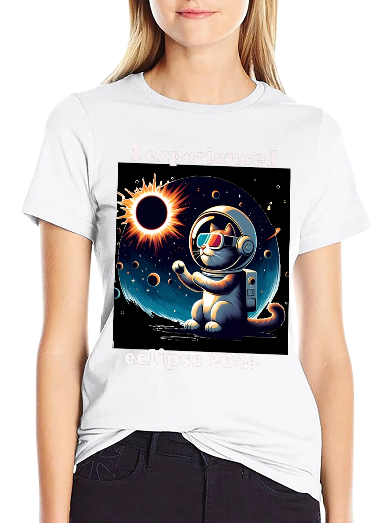 Eclipse 2024 Astronaut Cat T-Shirt