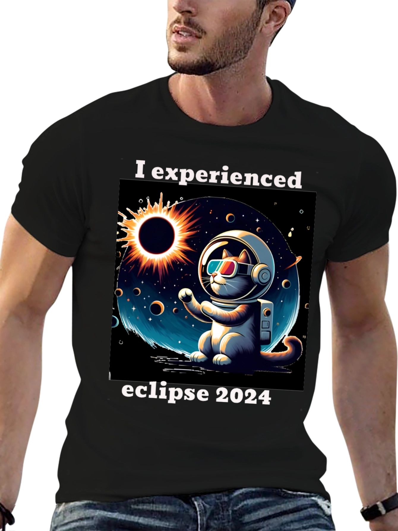 Eclipse 2024 Astronaut Cat T-Shirt