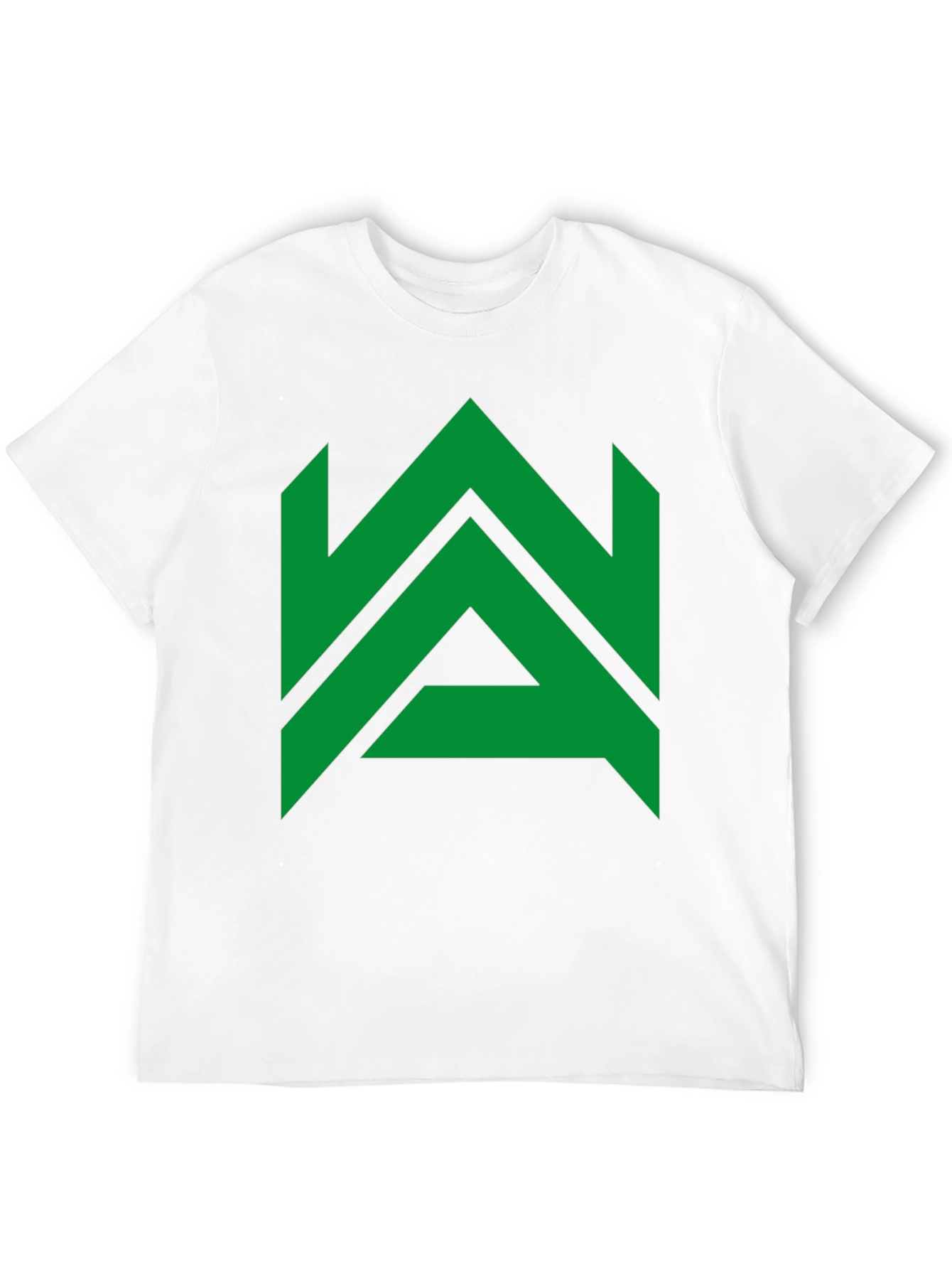Modern Geometric Green Logo Black T-Shirt