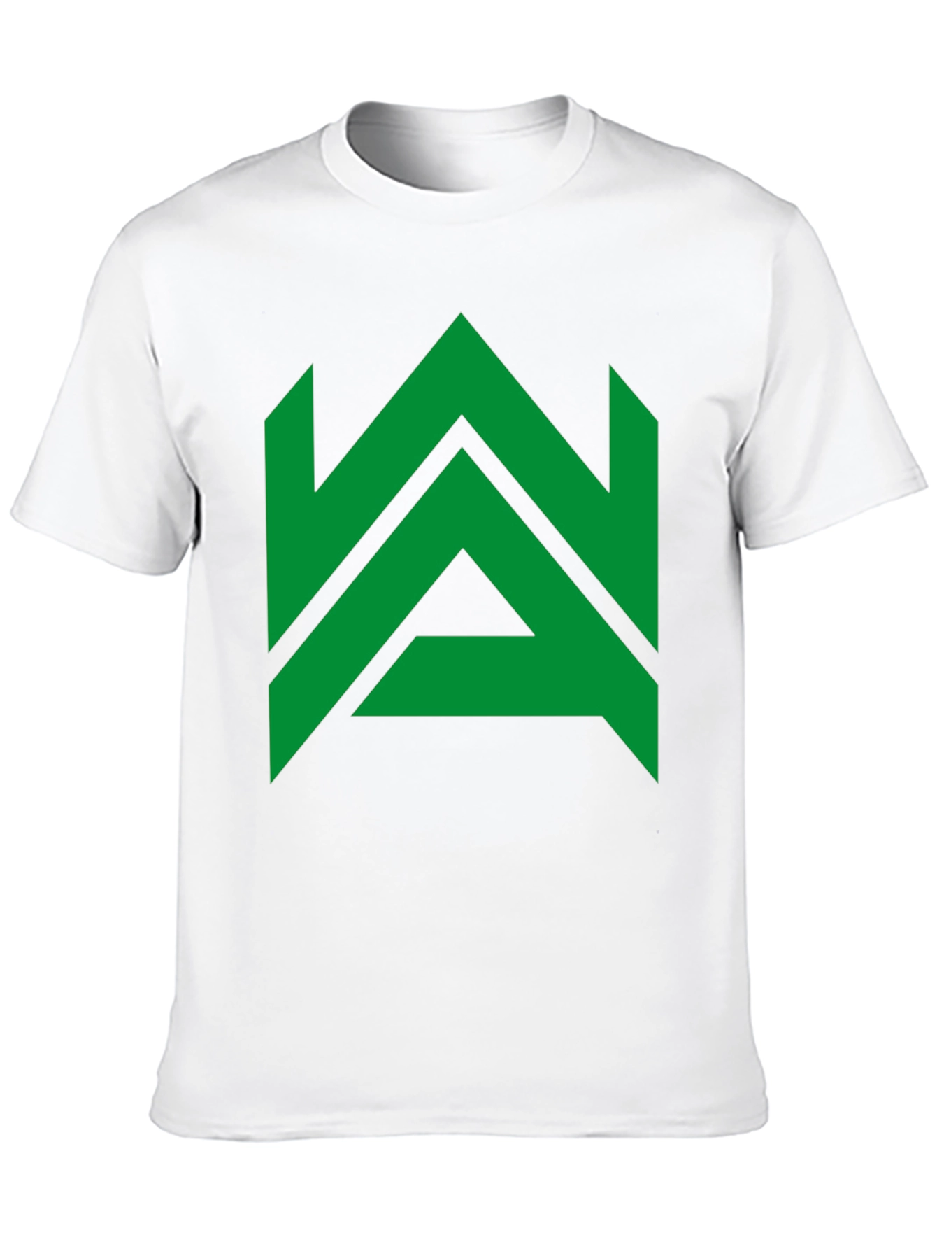 Modern Geometric Green Logo Black T-Shirt