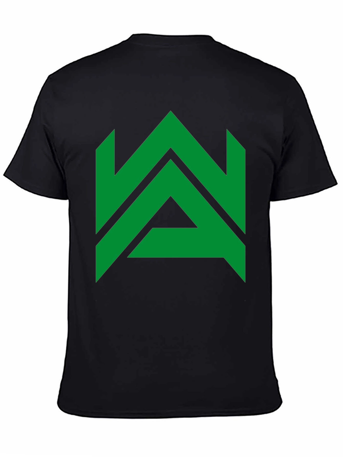 Modern Geometric Green Logo Black T-Shirt