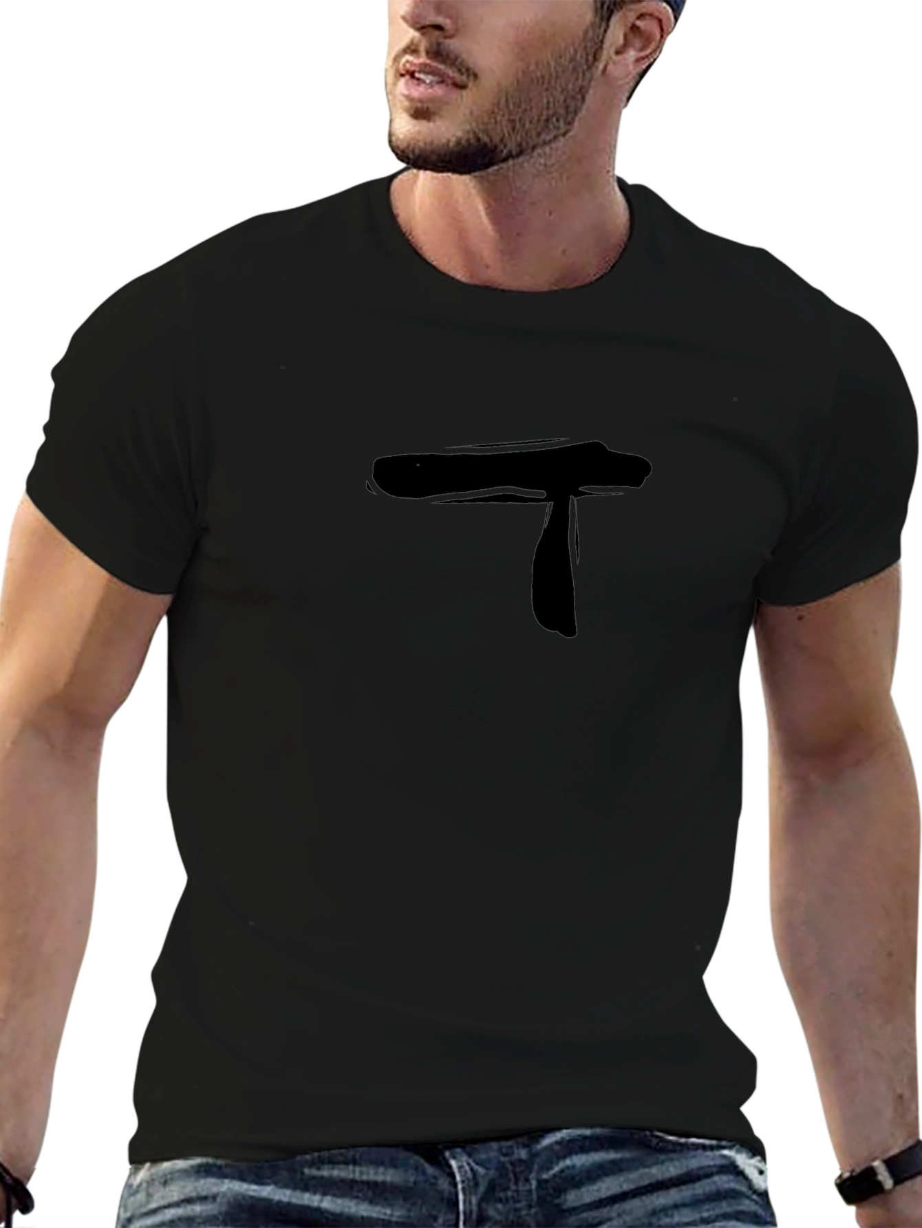 Mens Black T-Shirt with Abstract T Design