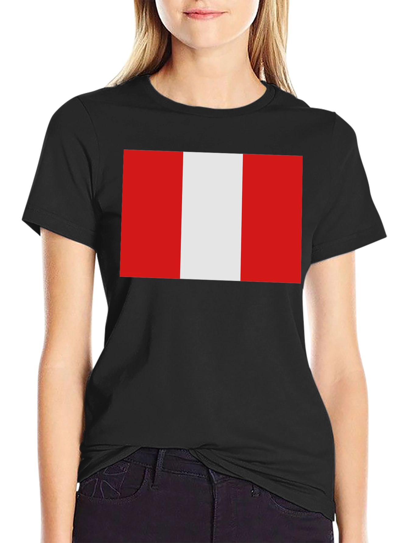 Peru Flag Graphic Tee - Black Cotton T-Shirt