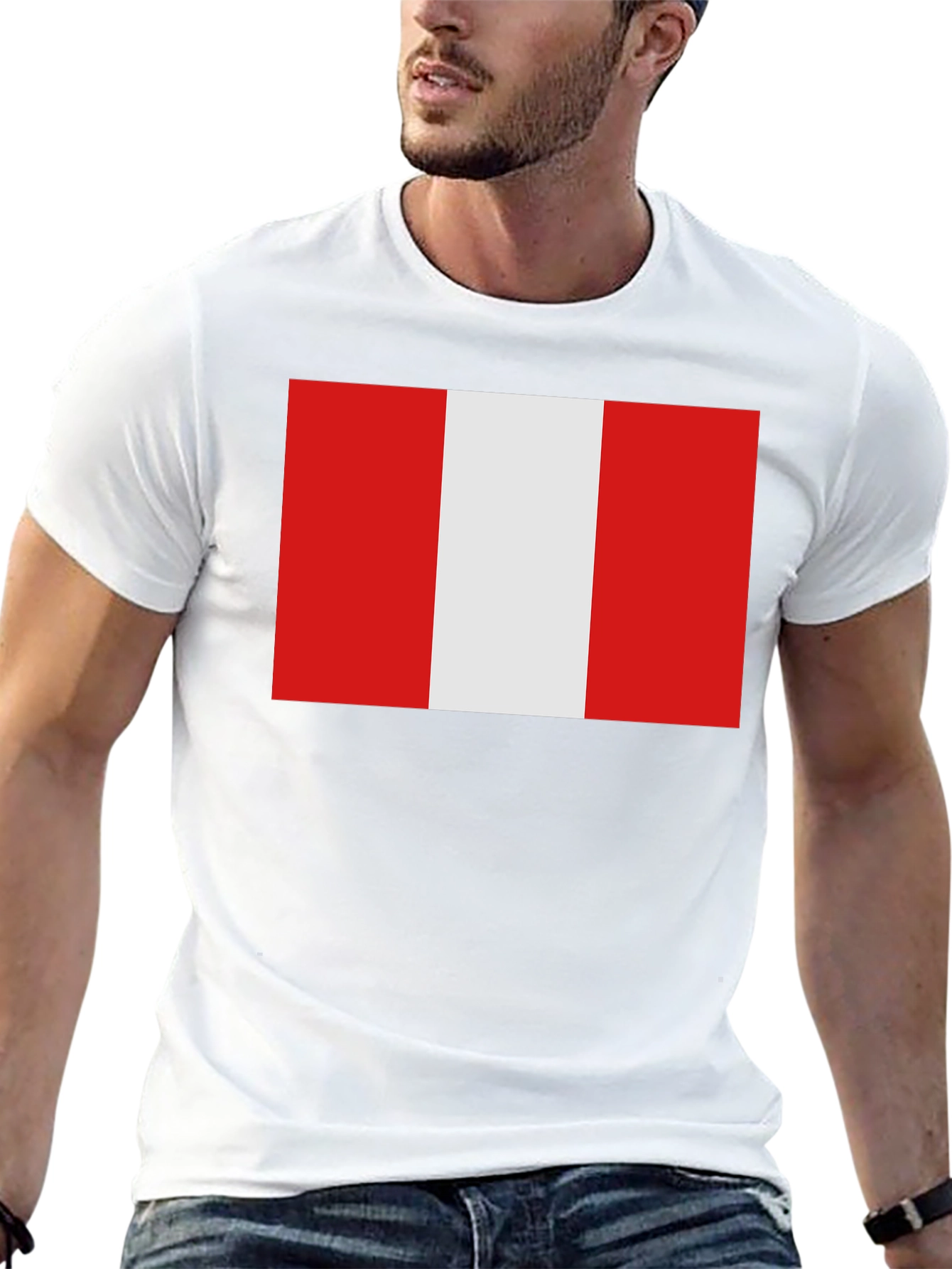 Peru Flag Graphic Tee - Black Cotton T-Shirt