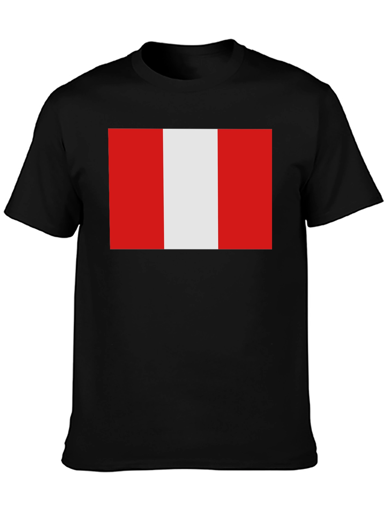 Peru Flag Graphic Tee - Black Cotton T-Shirt