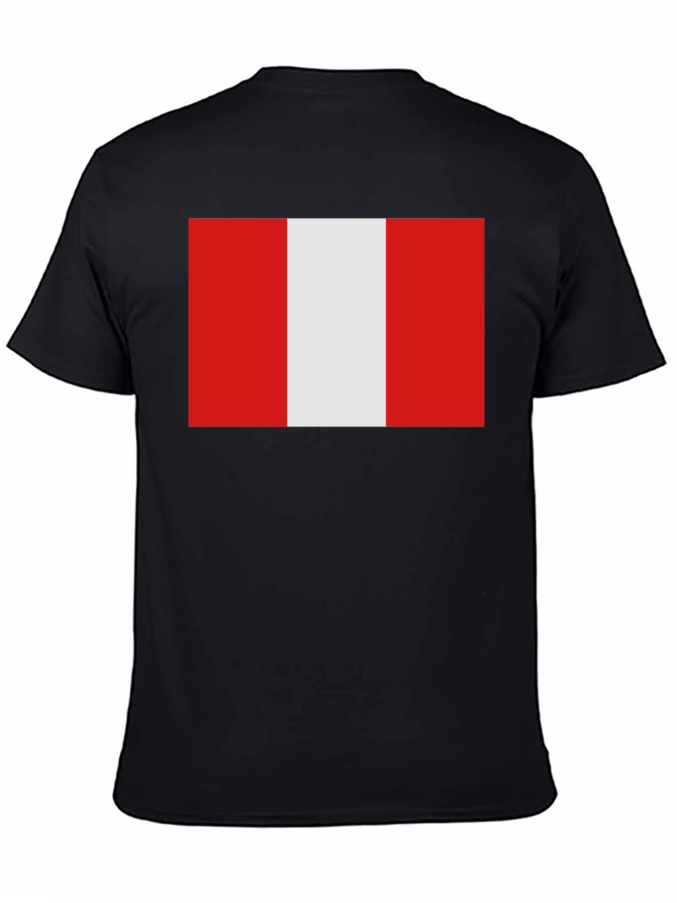 Peru Flag Graphic Tee - Black Cotton T-Shirt