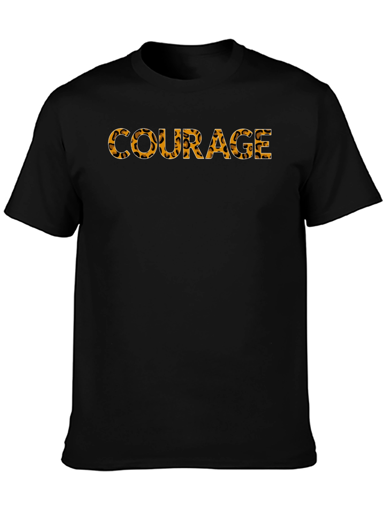 Courage Graphic Tee - Leopard Print Text Black T-Shirt