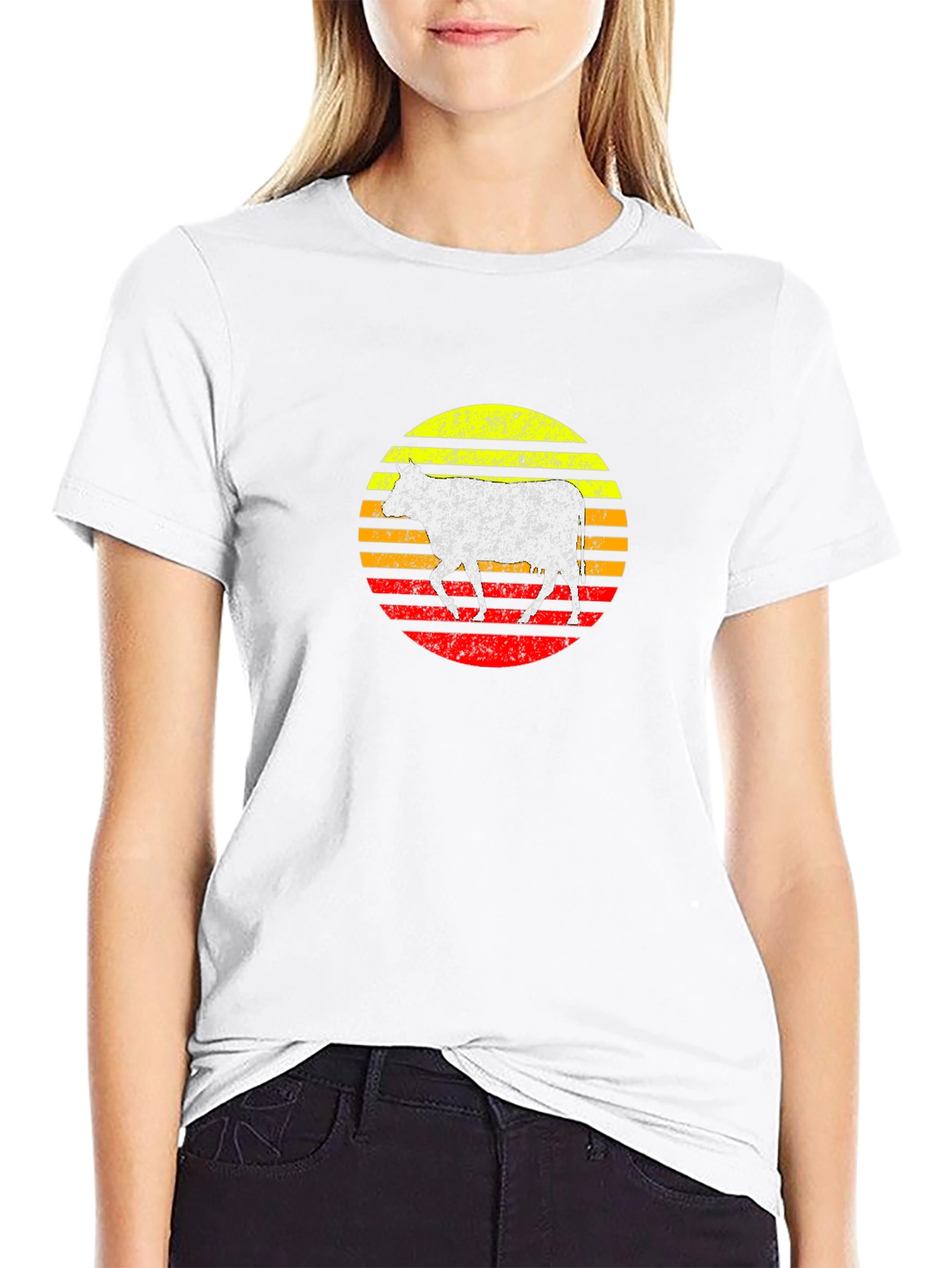 Retro Cow Sunset Graphic Tee