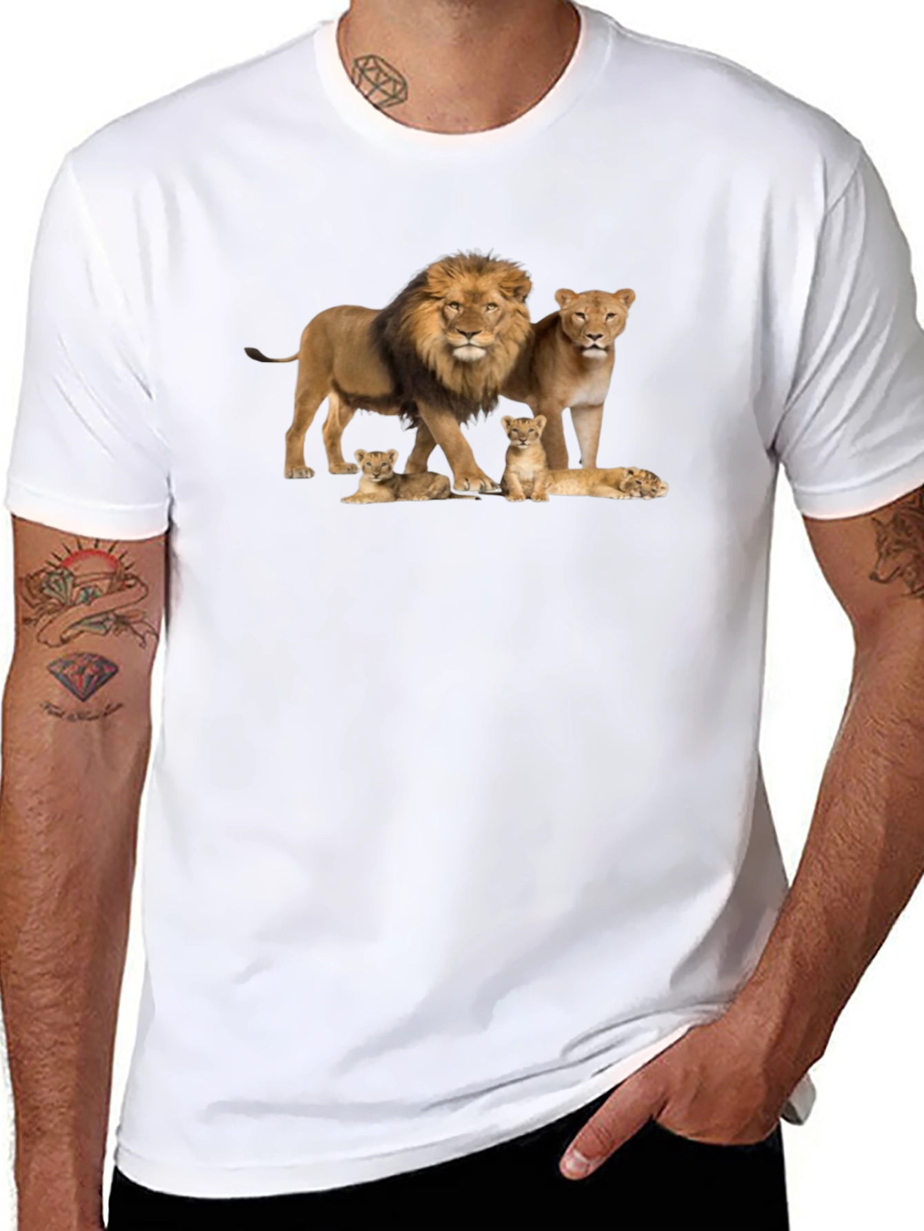 Lion Family Black Graphic Tee