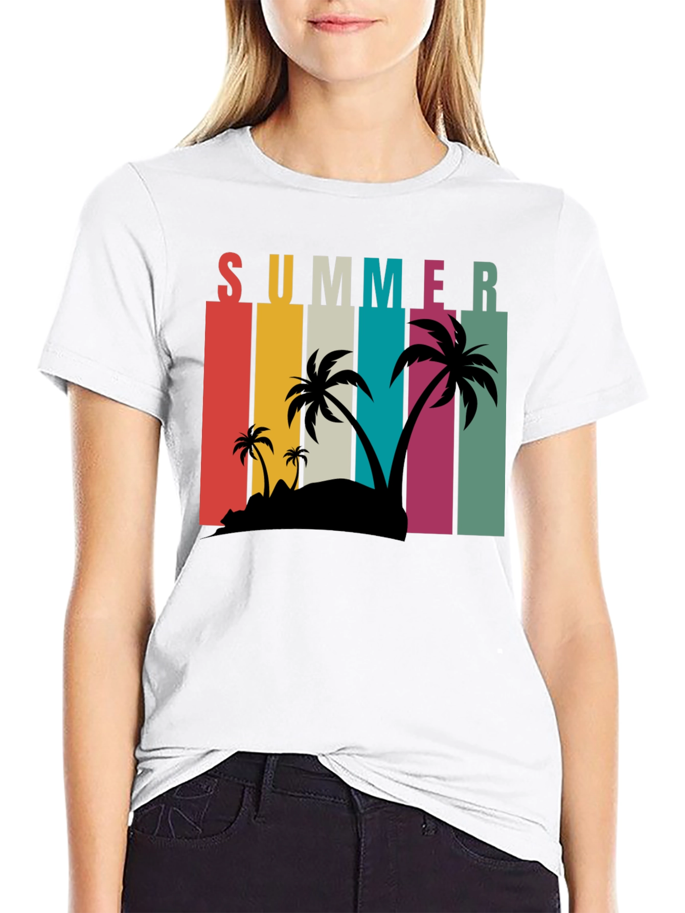 Summer Vibes Graphic Tee - Palm Tree Paradise