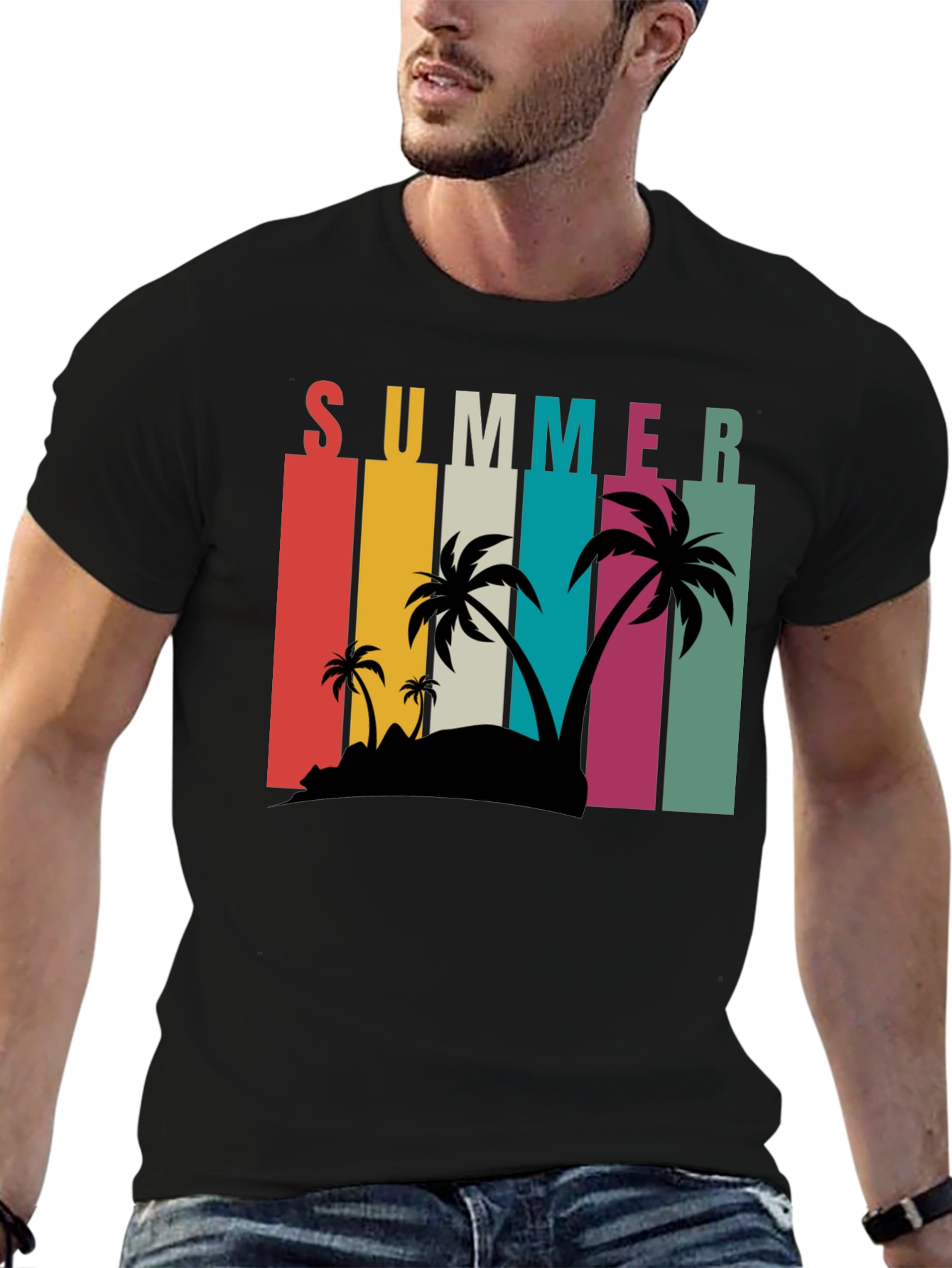 Summer Vibes Graphic Tee - Palm Tree Paradise