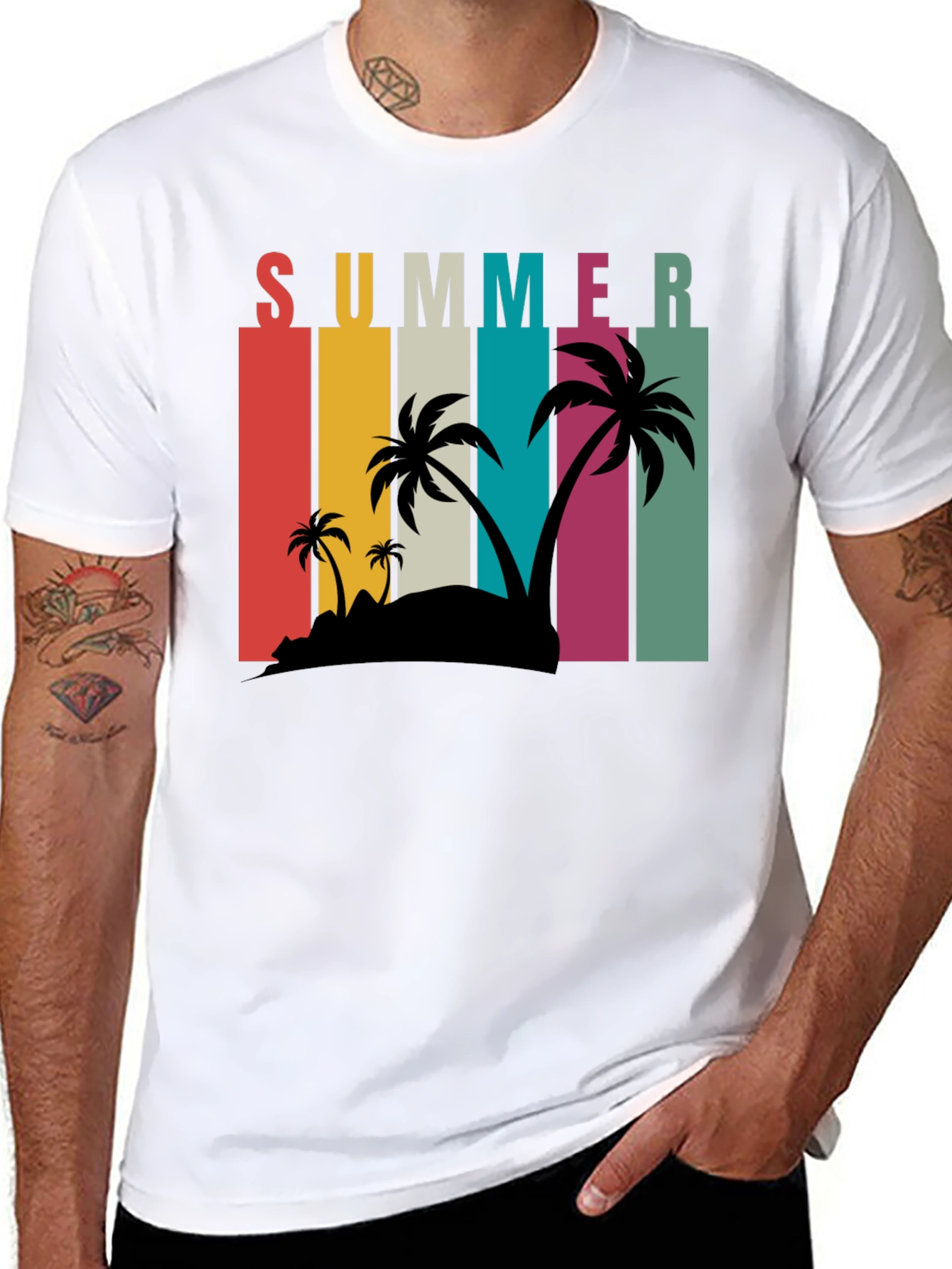 Summer Vibes Graphic Tee - Palm Tree Paradise