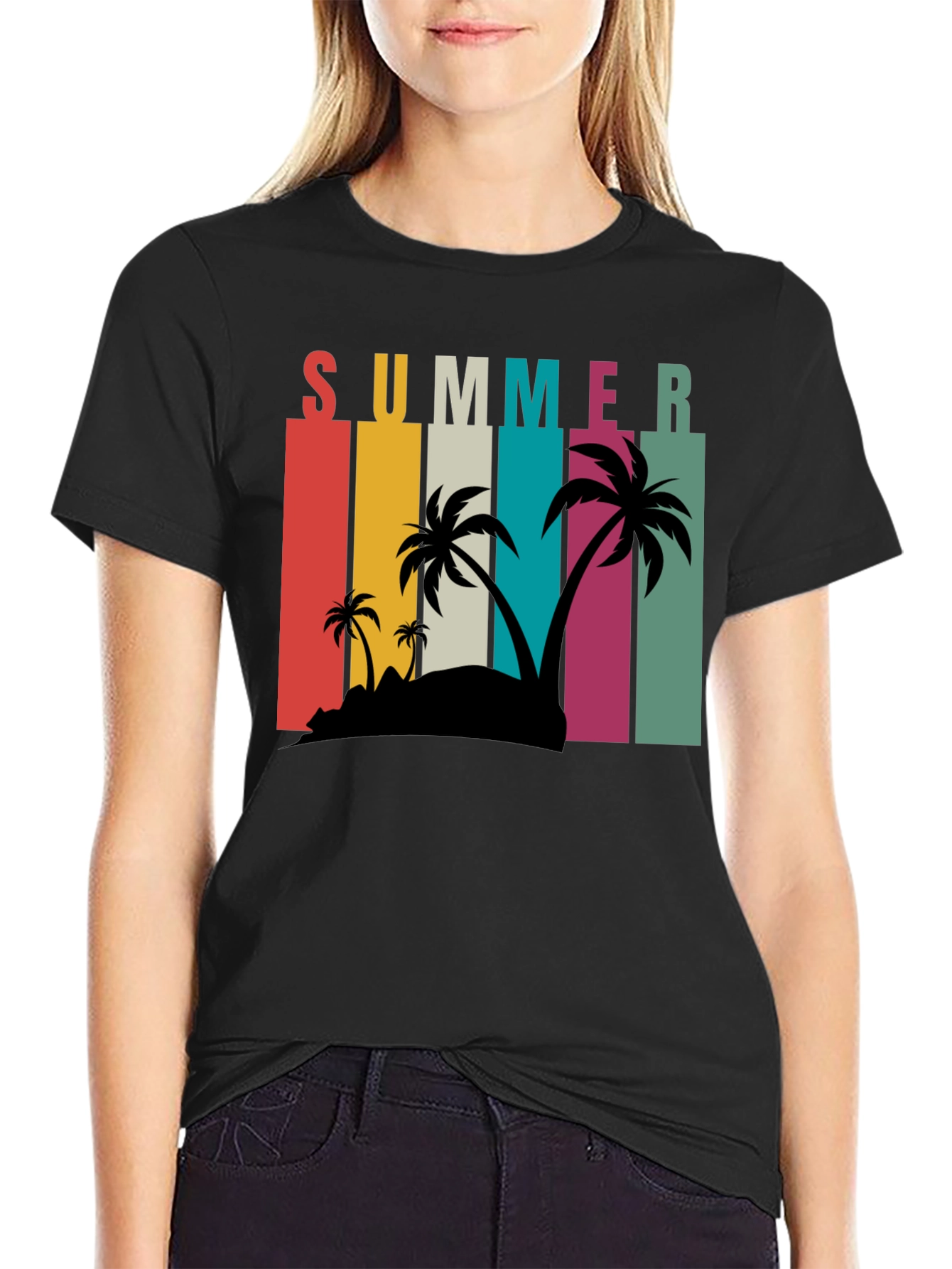 Summer Vibes Graphic Tee - Palm Tree Paradise