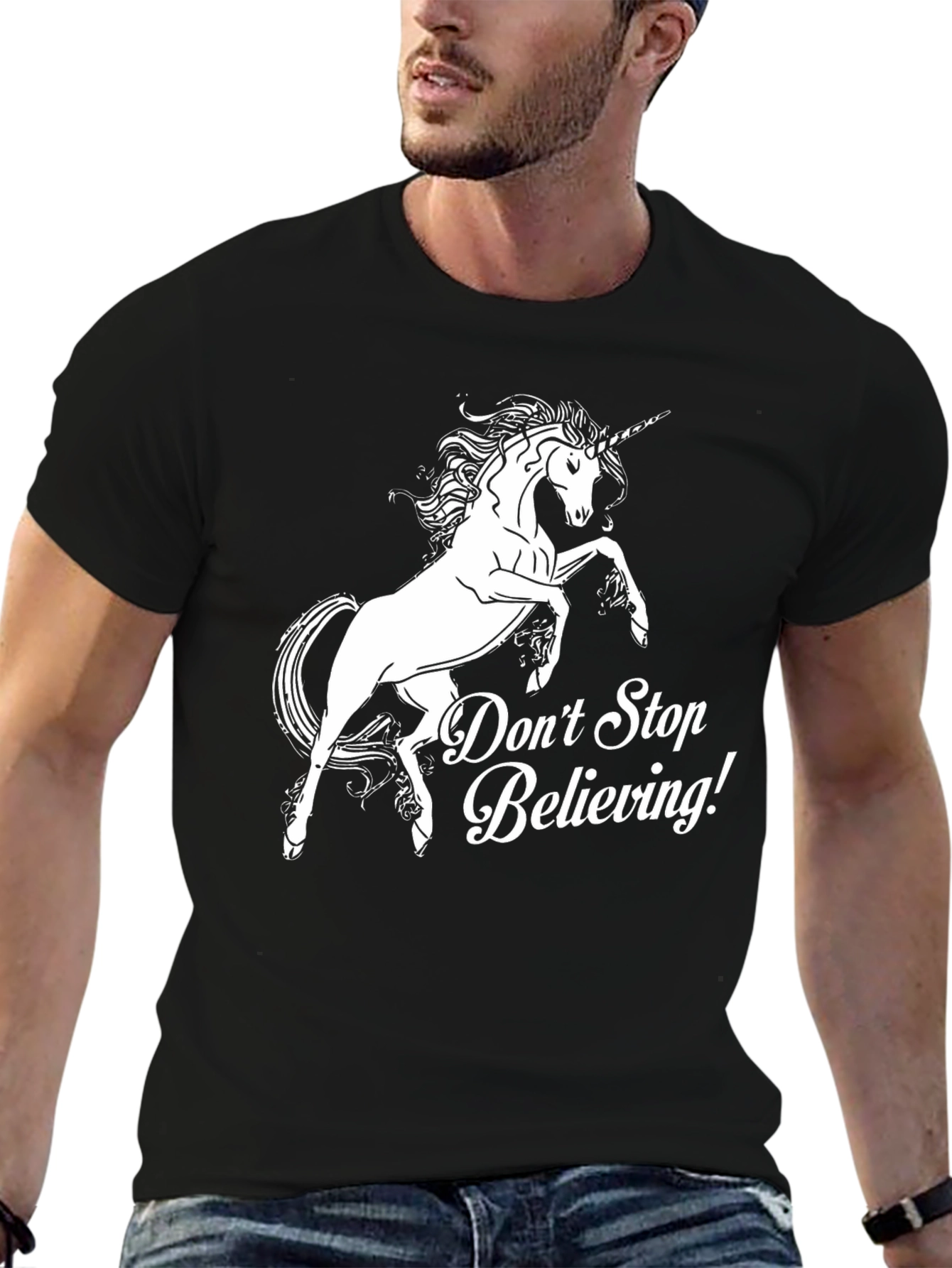 Unicorn Dont Stop Believing! Black T-Shirt