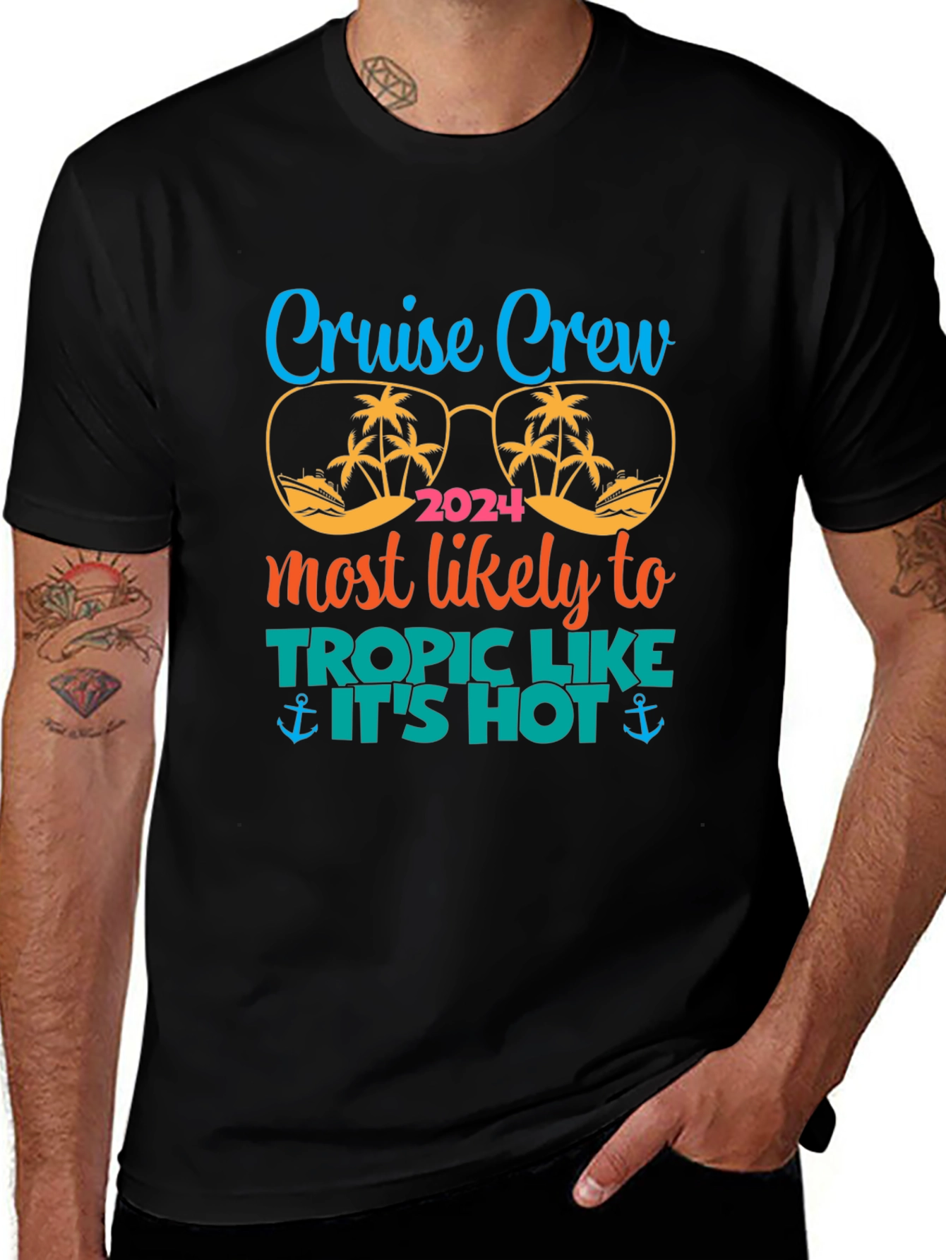 Cruise Crew 2024 Tropic Like Its Hot Black T-Shirt