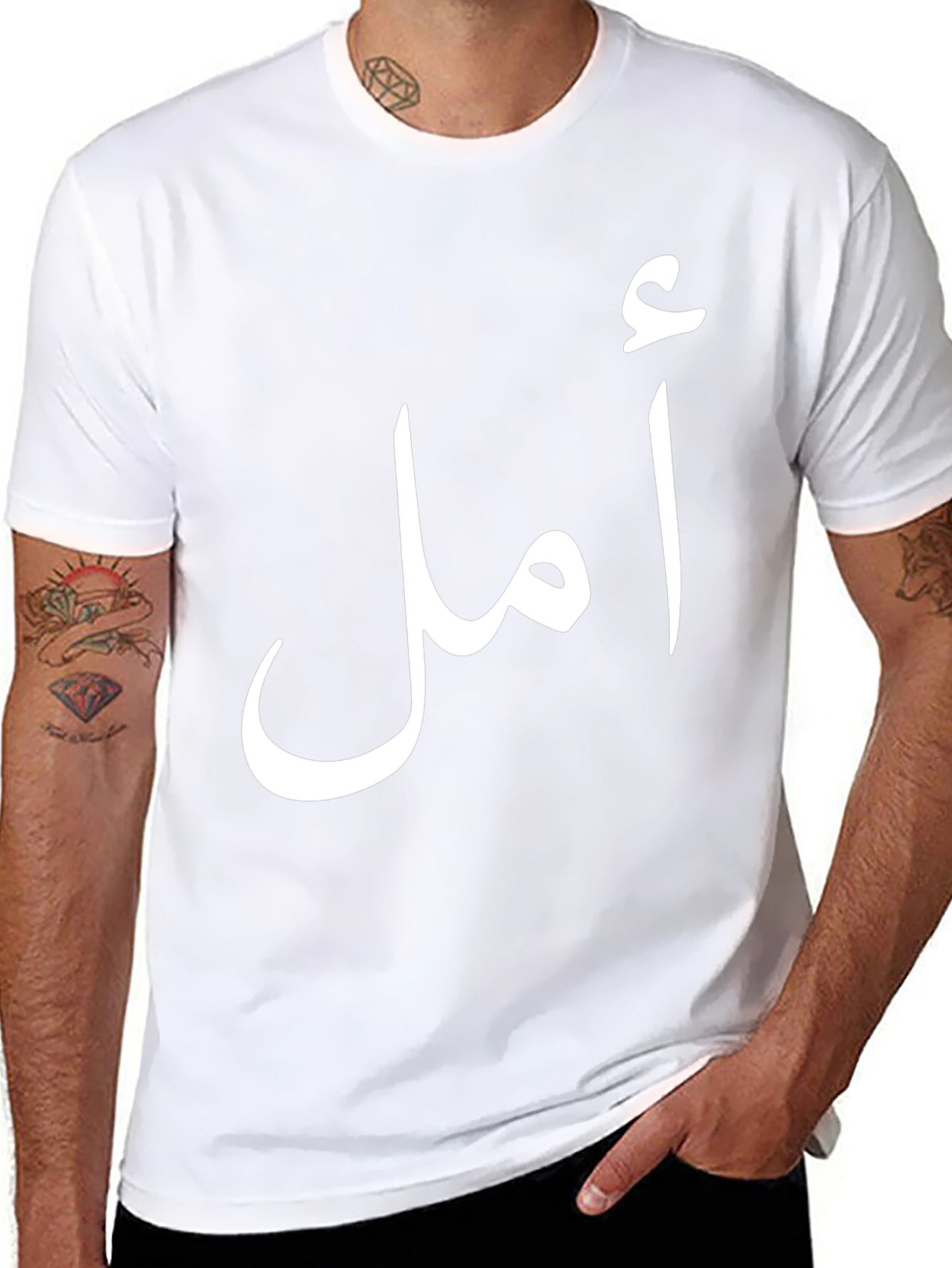 Arabic Script Graphic Tee - Black Cotton T-Shirt