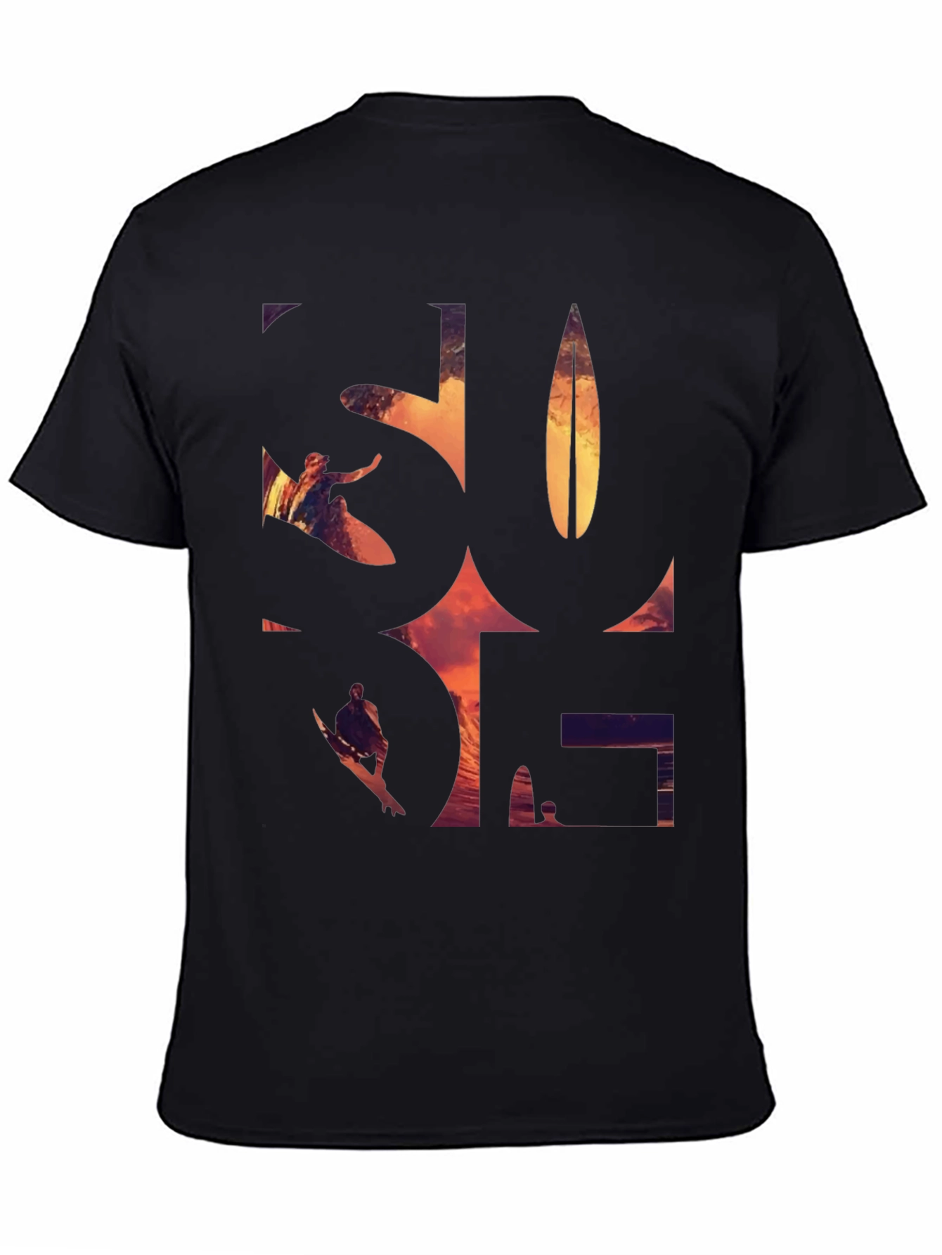 Surf Graphic Tee - Black Cotton T-Shirt