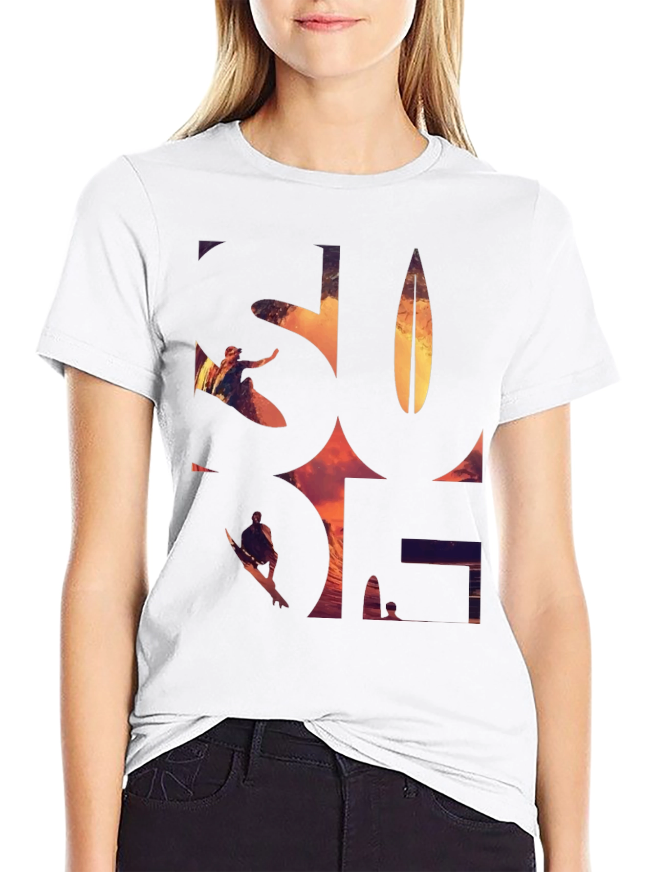 Surf Graphic Tee - Black Cotton T-Shirt
