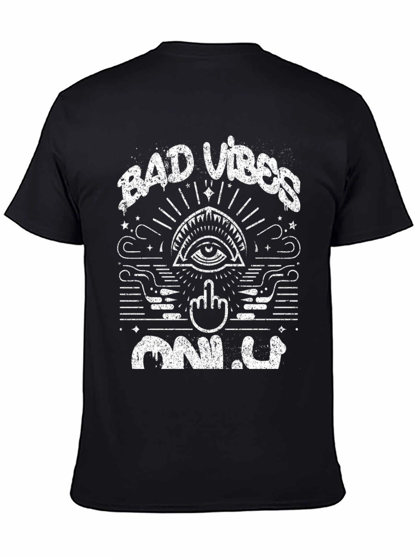 Bad Vibes Only Graphic Tee - Black Cotton Shirt