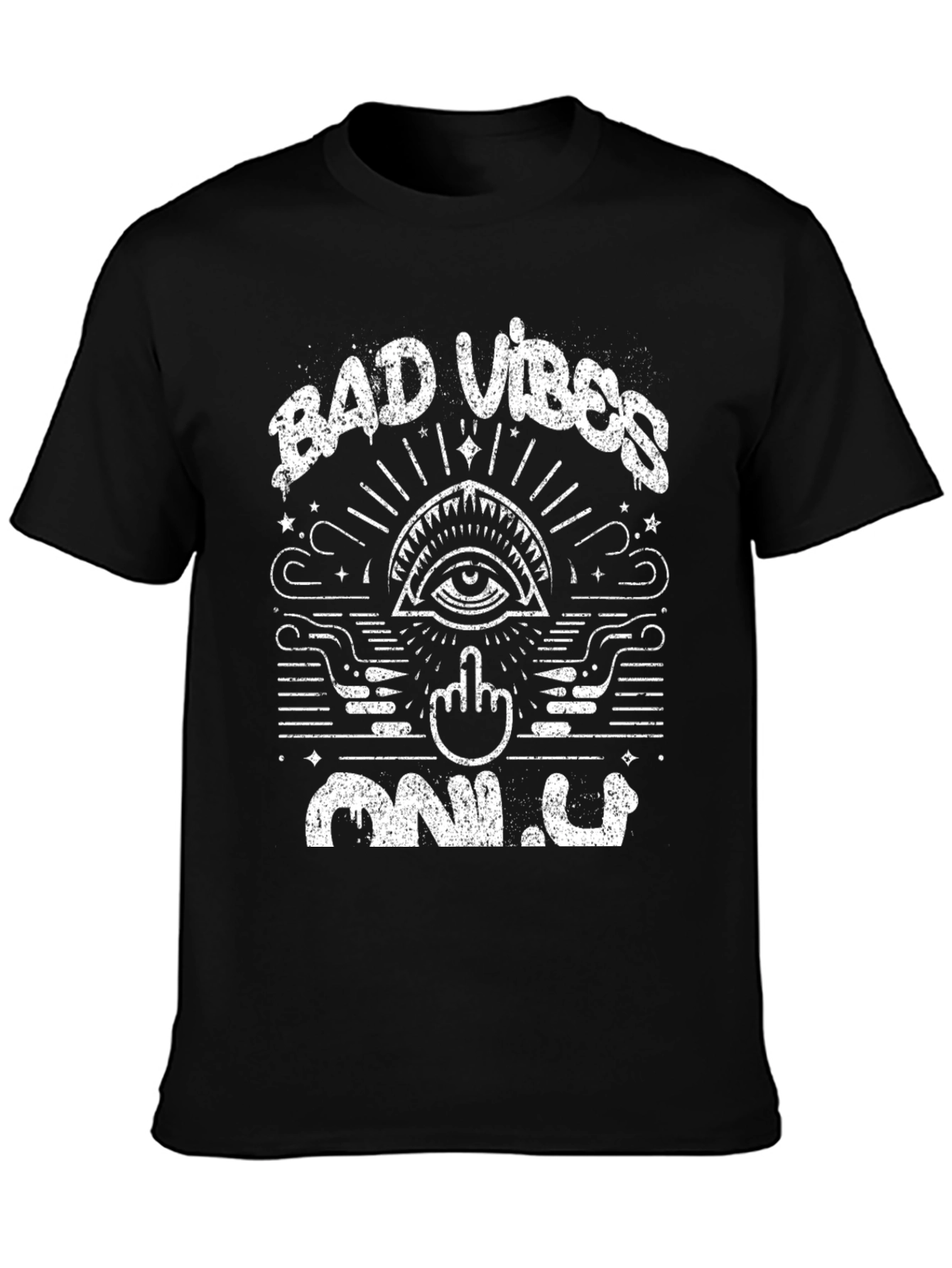 Bad Vibes Only Graphic Tee - Black Cotton Shirt
