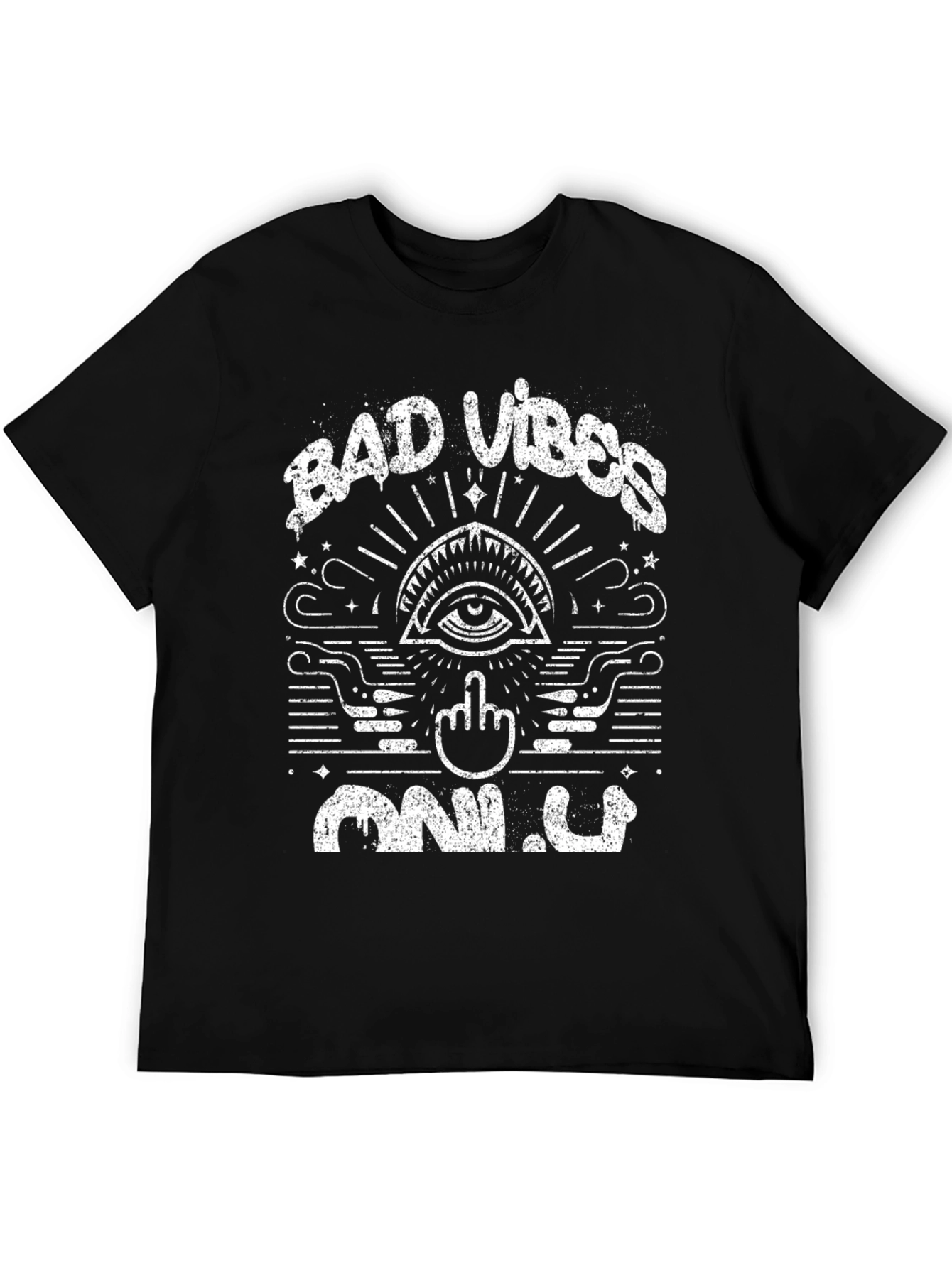 Bad Vibes Only Graphic Tee - Black Cotton Shirt