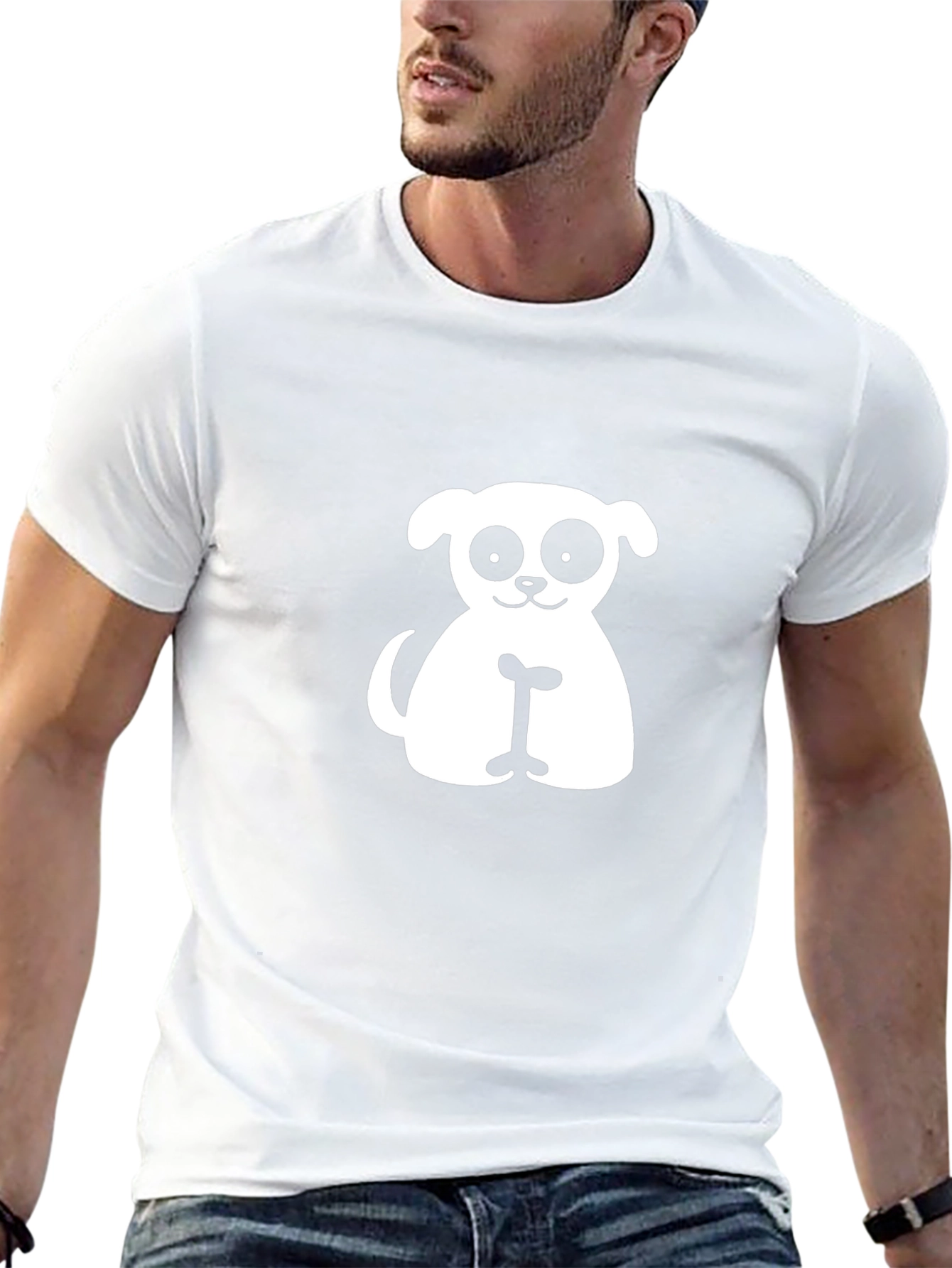 Cute Dog Graphic Tee - Black Cotton T-Shirt