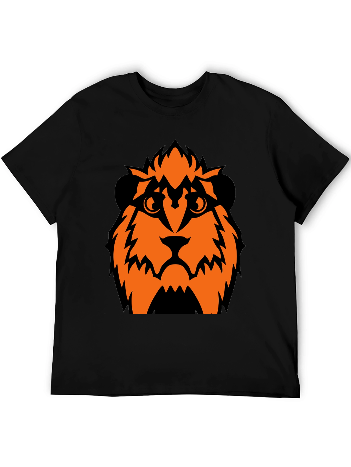 Orange Lion Graphic Black T-Shirt