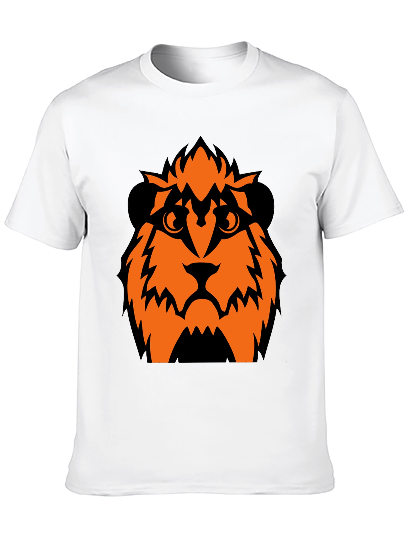 Orange Lion Graphic Black T-Shirt
