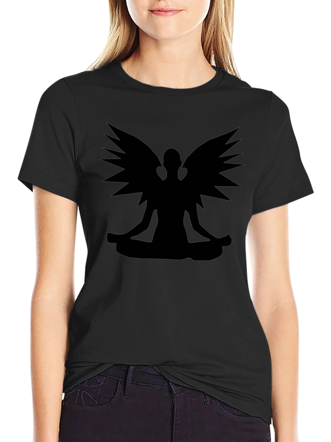Meditating Angel Wings Graphic T-Shirt