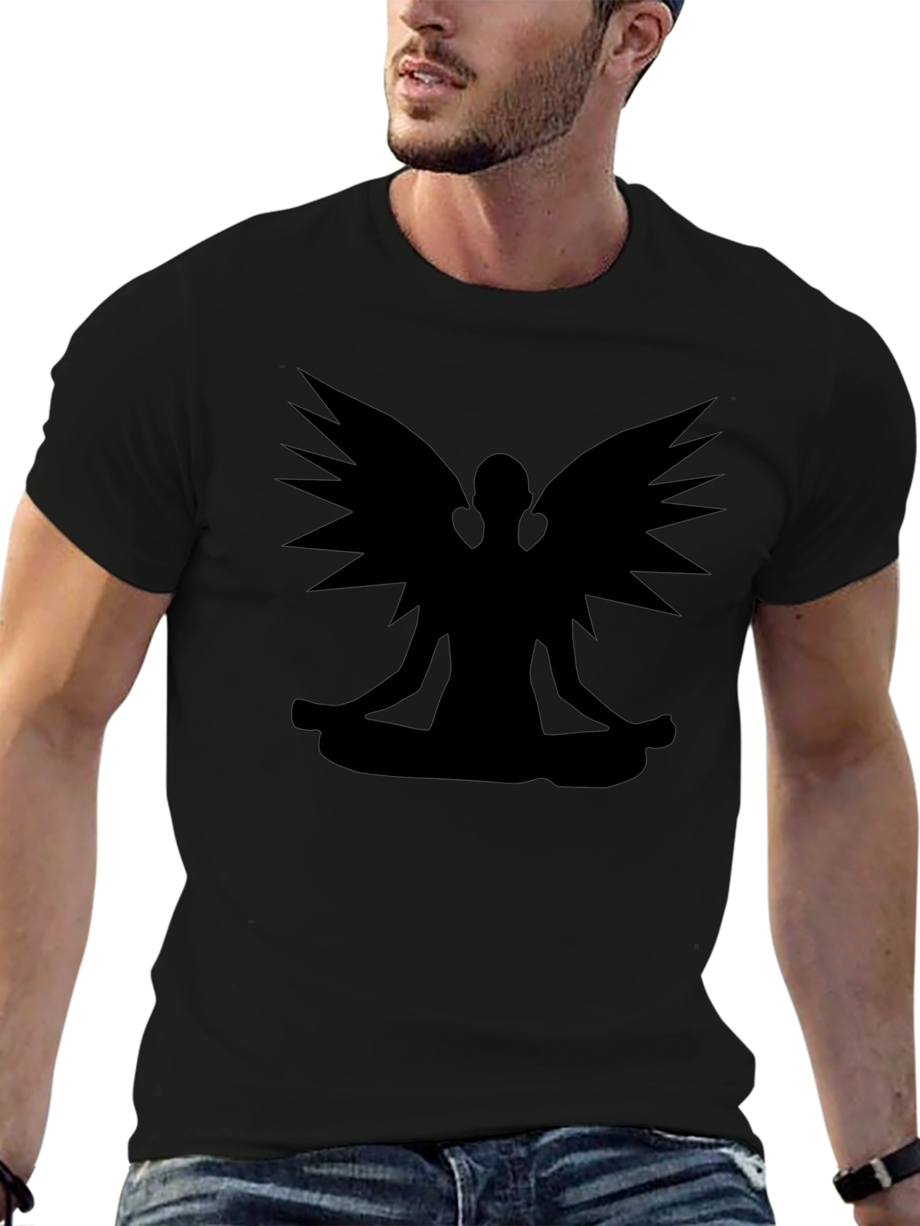 Meditating Angel Wings Graphic T-Shirt