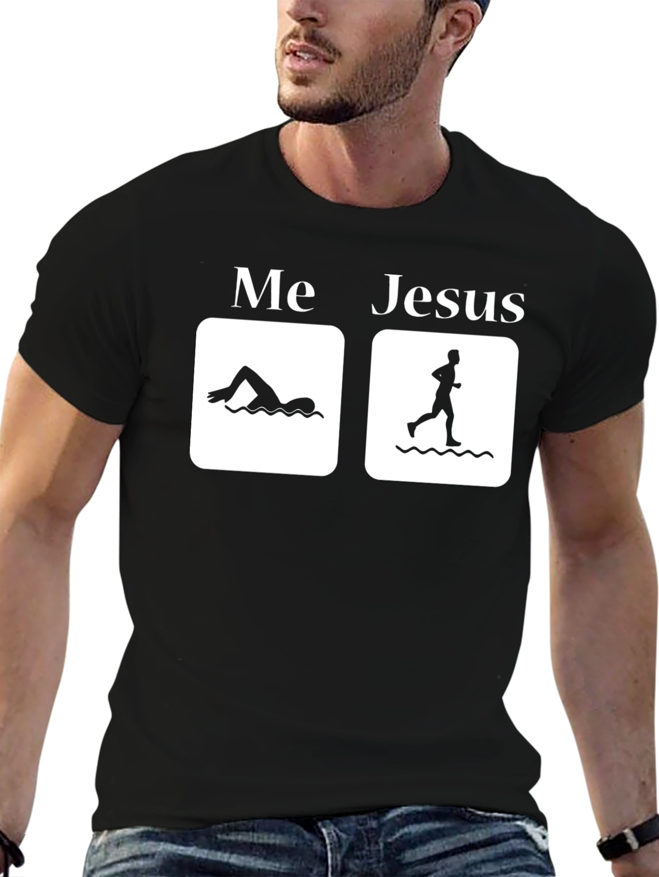 Me vs. Jesus Black Graphic T-Shirt