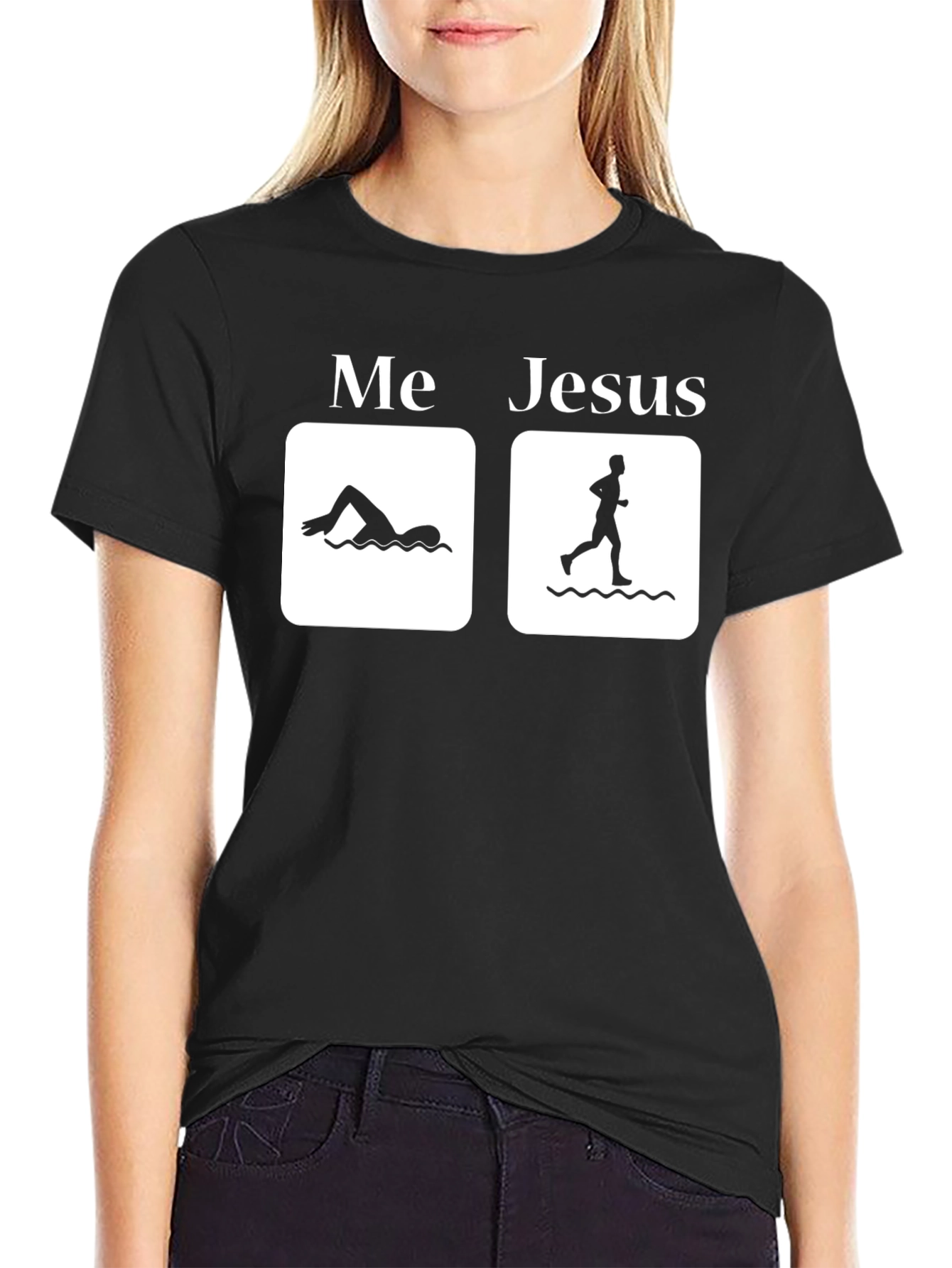 Me vs. Jesus Black Graphic T-Shirt