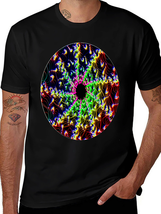 Psychedelic Fractal Graphic Black T-Shirt