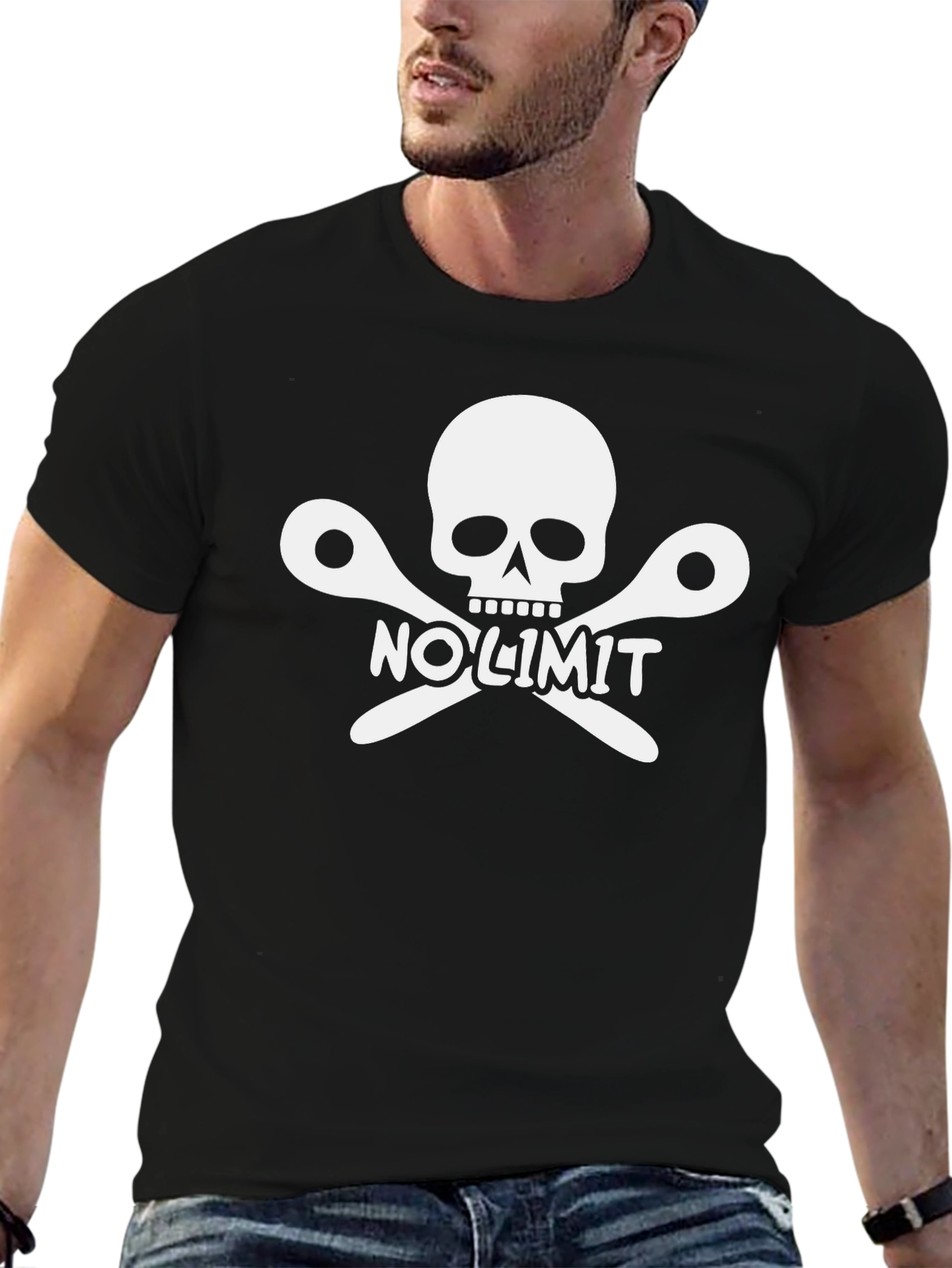 No Limit Barber Skull Black T-Shirt