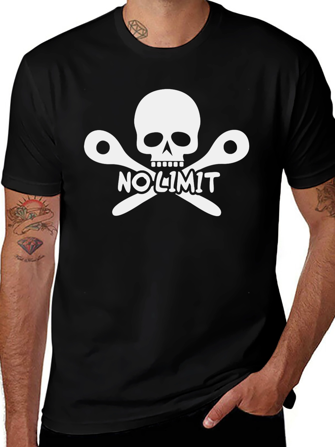 No Limit Barber Skull Black T-Shirt