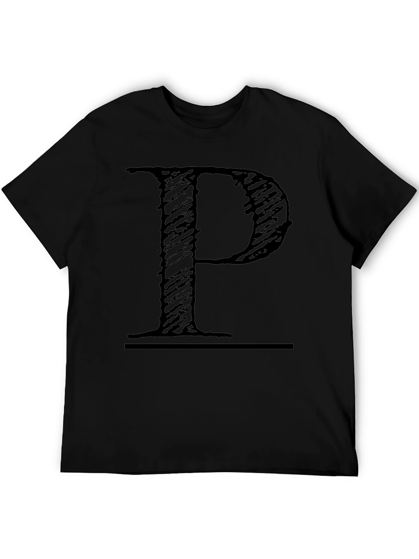 Letter P Graphic Print Black Tee