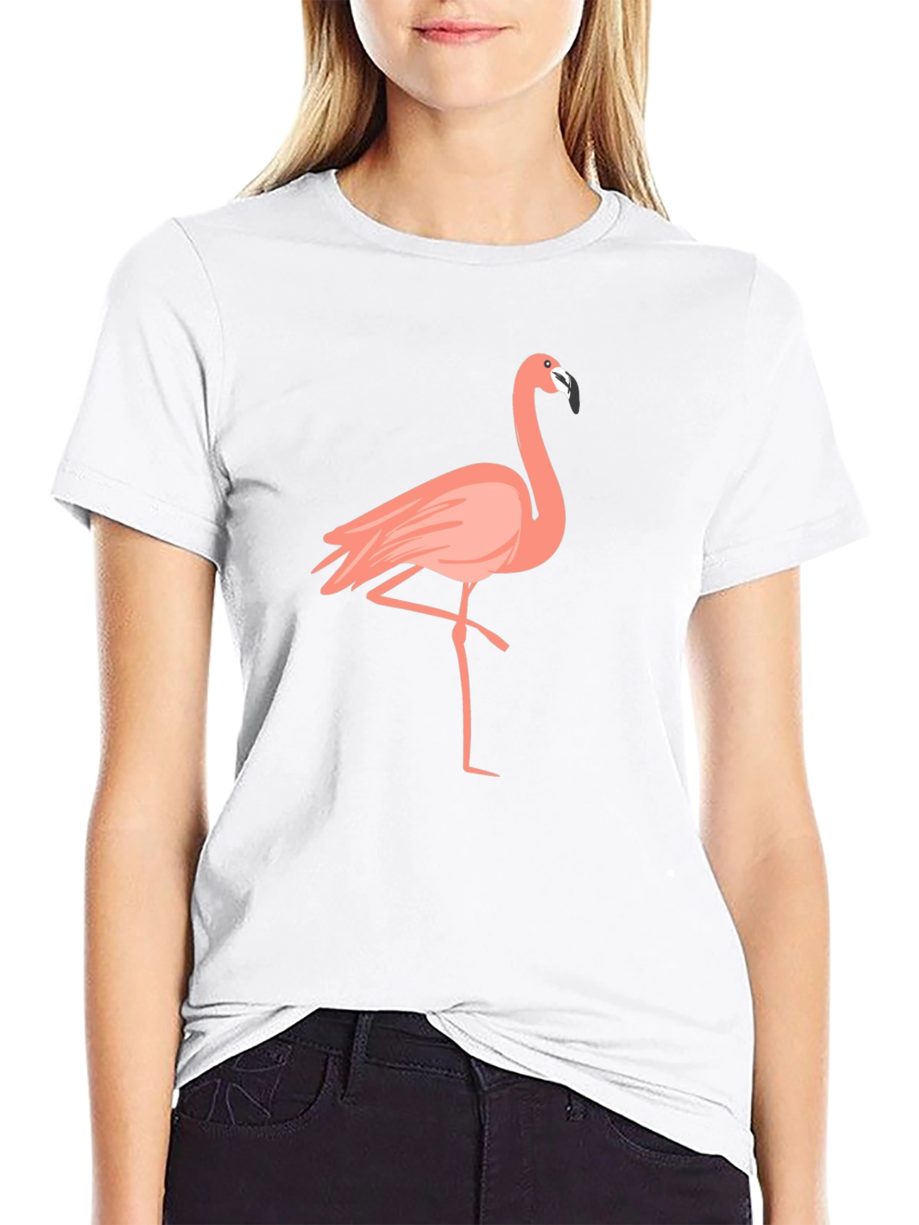 Flamingo Graphic Tee - Black Cotton T-Shirt