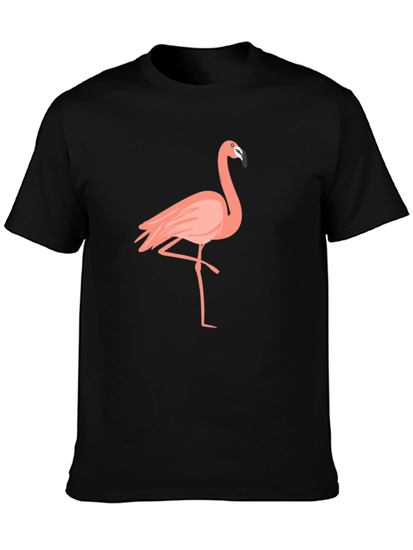 Flamingo Graphic Tee - Black Cotton T-Shirt