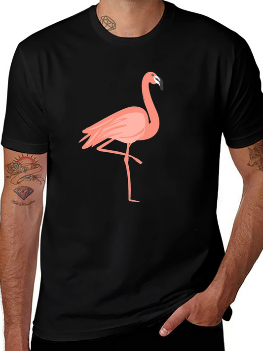 Flamingo Graphic Tee - Black Cotton T-Shirt