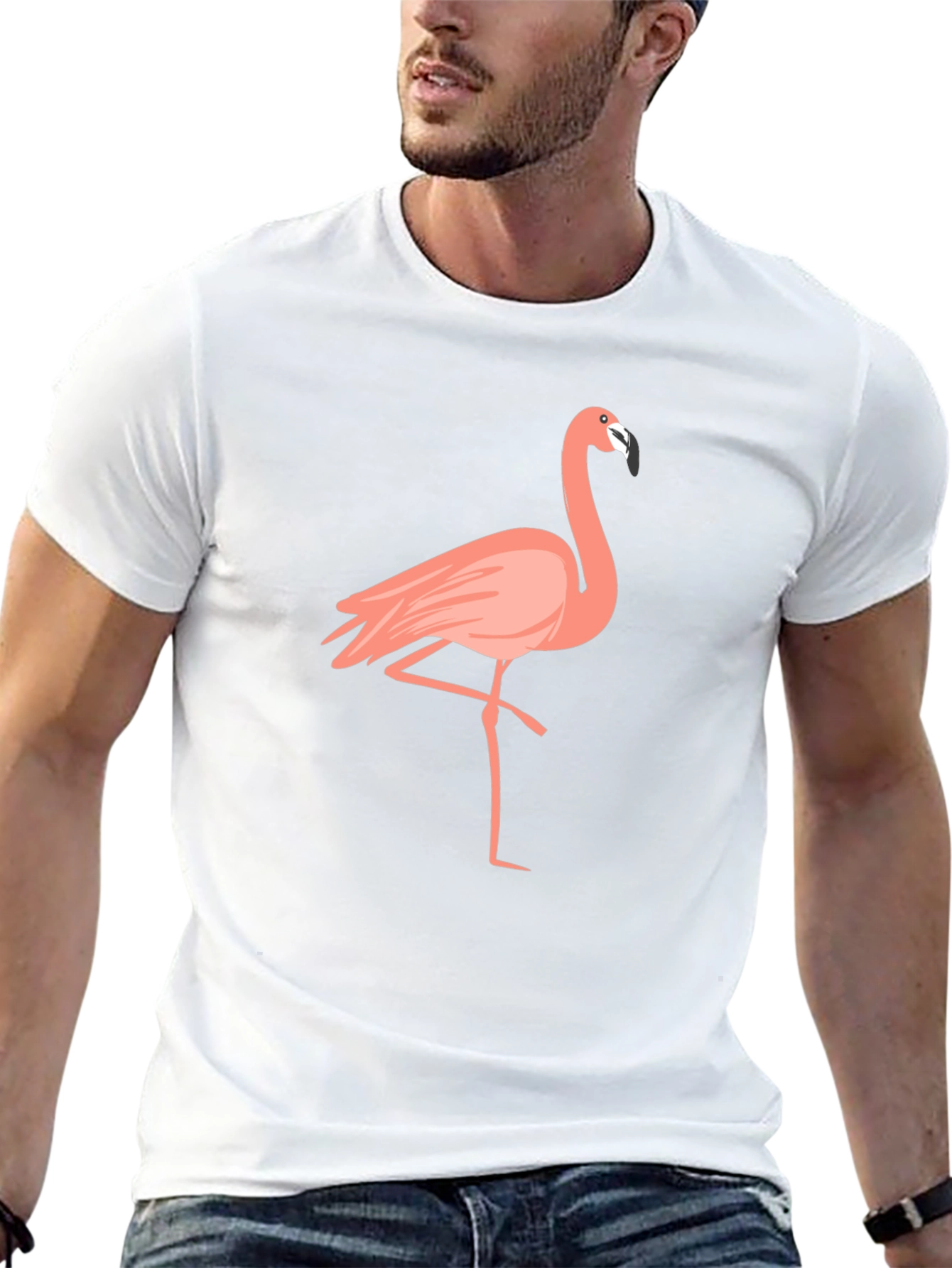 Flamingo Graphic Tee - Black Cotton T-Shirt